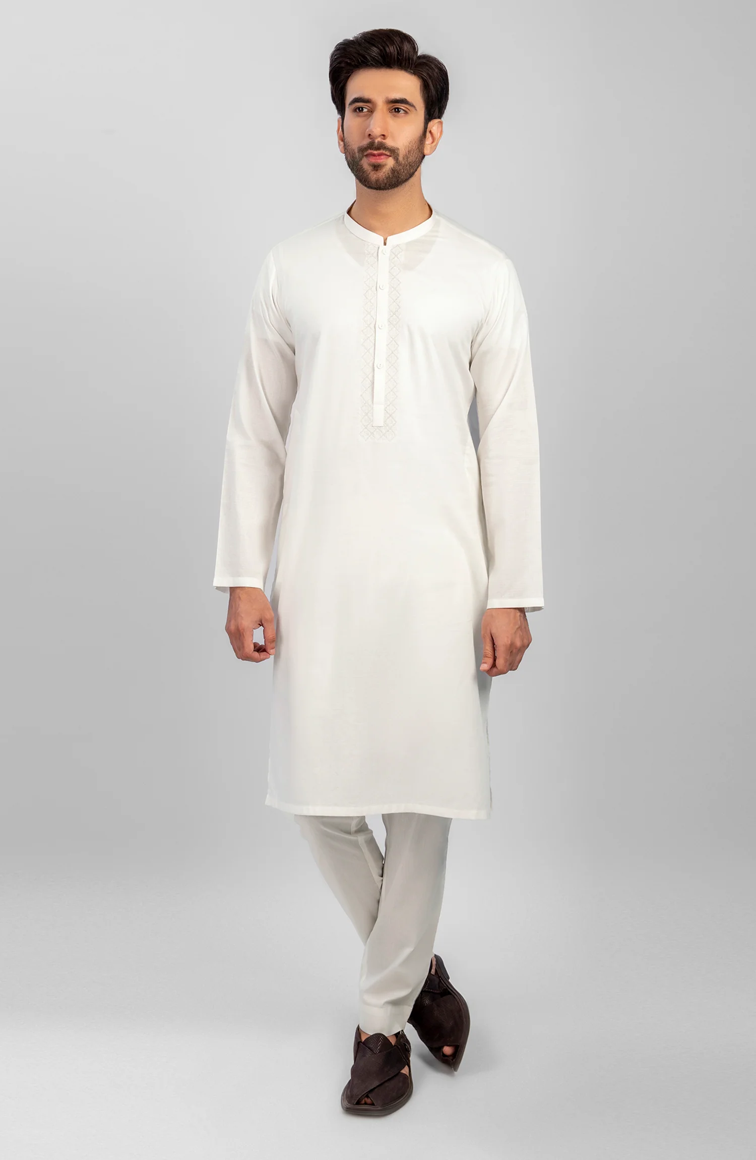 FESTIVE'23 MEN KURTA SEMI FORMAL OFF WHITE