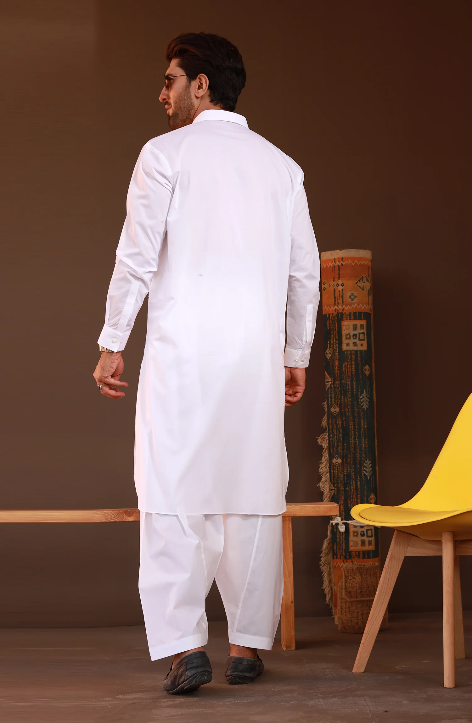FESTIVE'23 MEN KAMEEZ SHALWAR PLAIN WHITE - Image 2