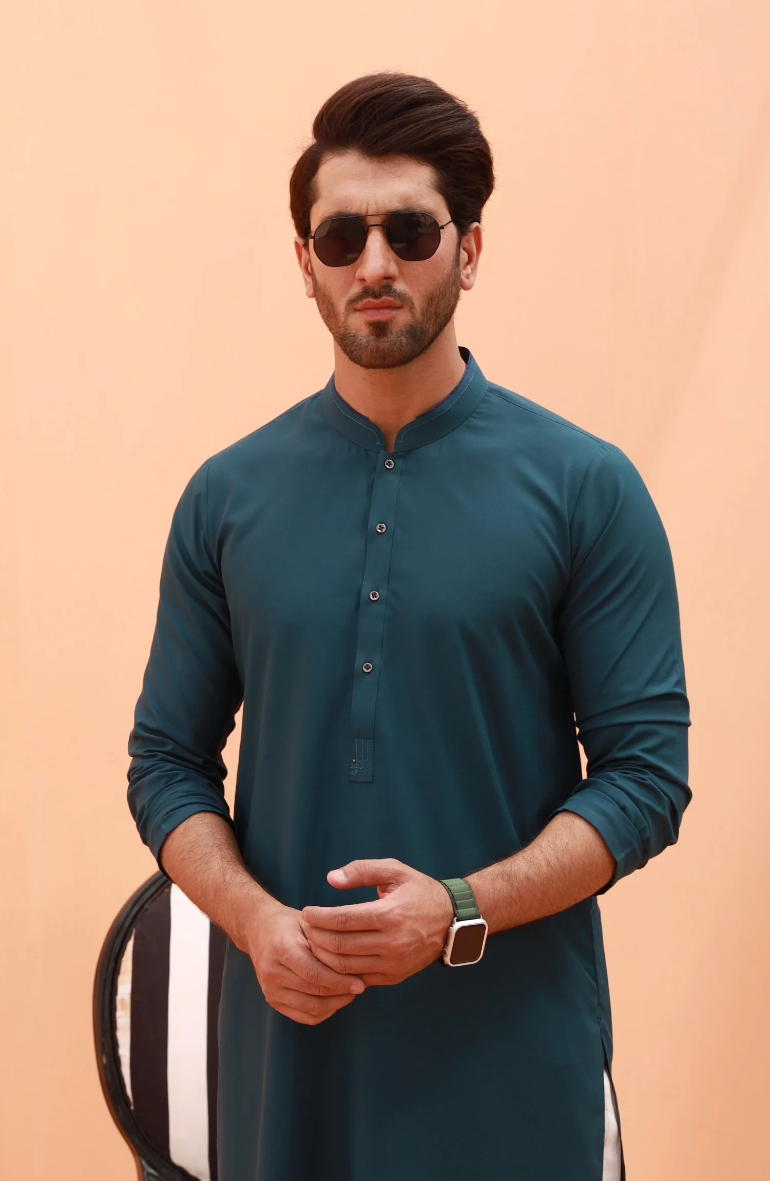 FESTIVE'23 MEN KURTA CASUAL DEEP TEAL - Image 2