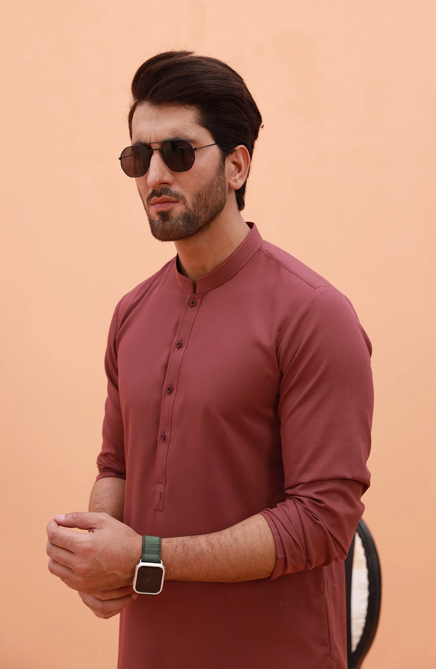 FESTIVE'23 MEN KURTA CASUAL MAROON - Image 3