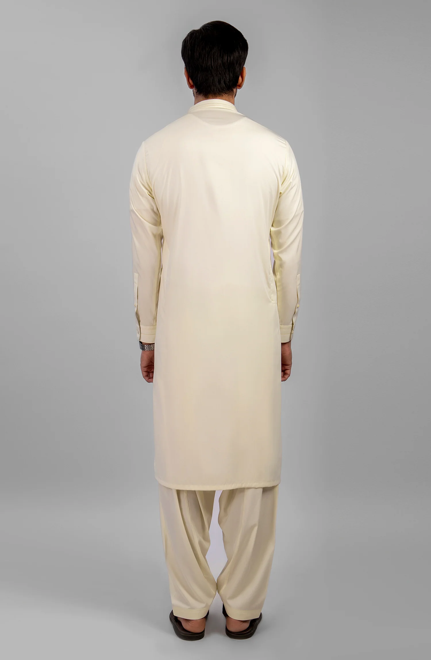 FESTIVE'23 MEN KAMEEZ SHALWAR CASUAL CREAM - Image 4