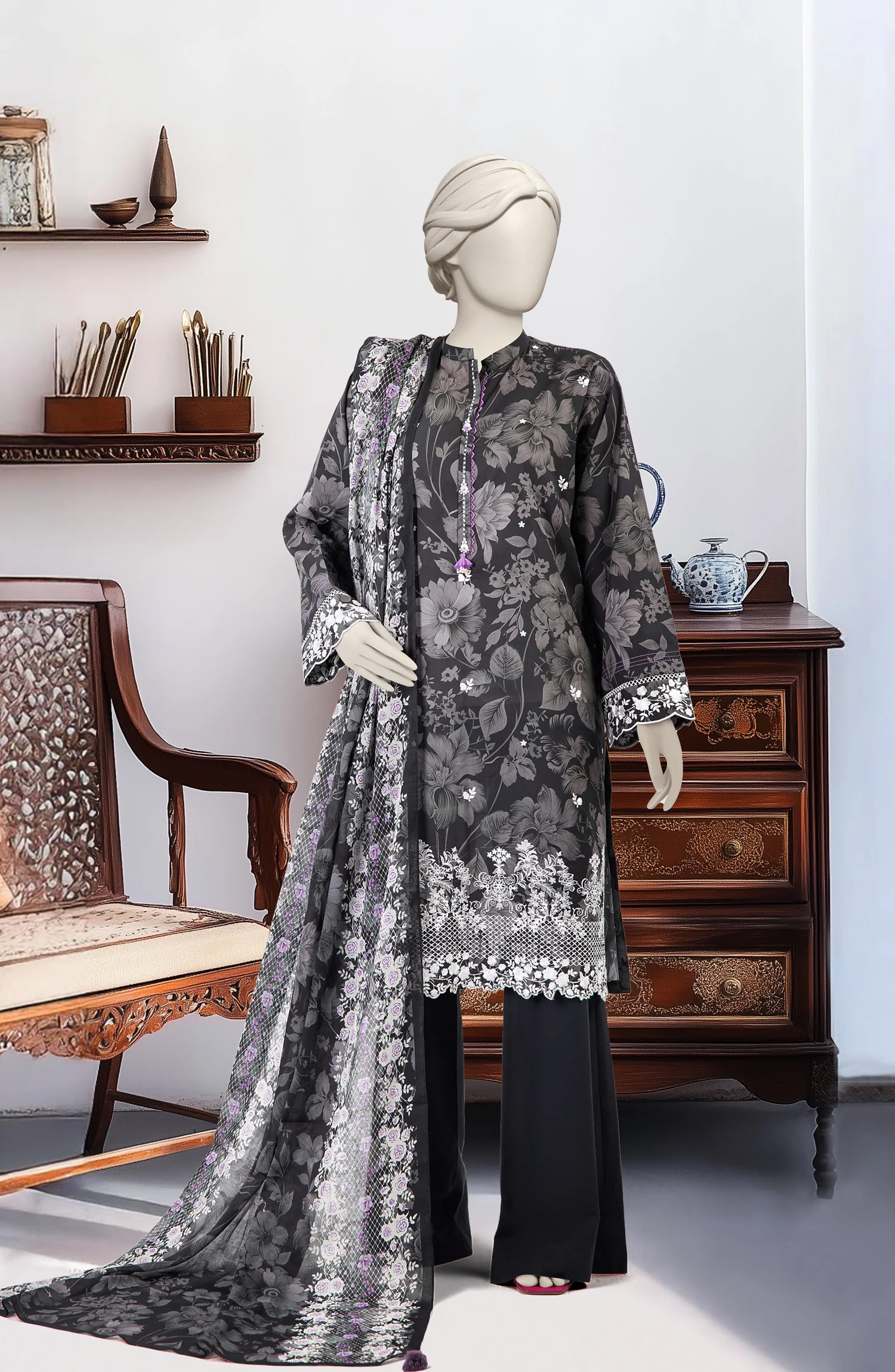 FESTIVE'25 EMBROIDERED LAWN 3PCS STITCHED