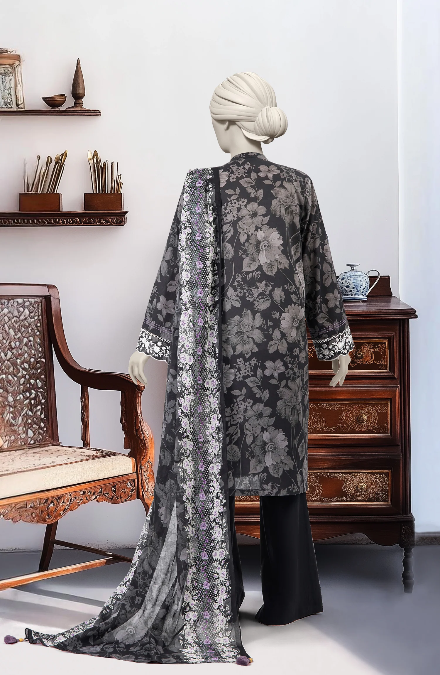 FESTIVE'25 EMBROIDERED LAWN 3PCS STITCHED - Image 3