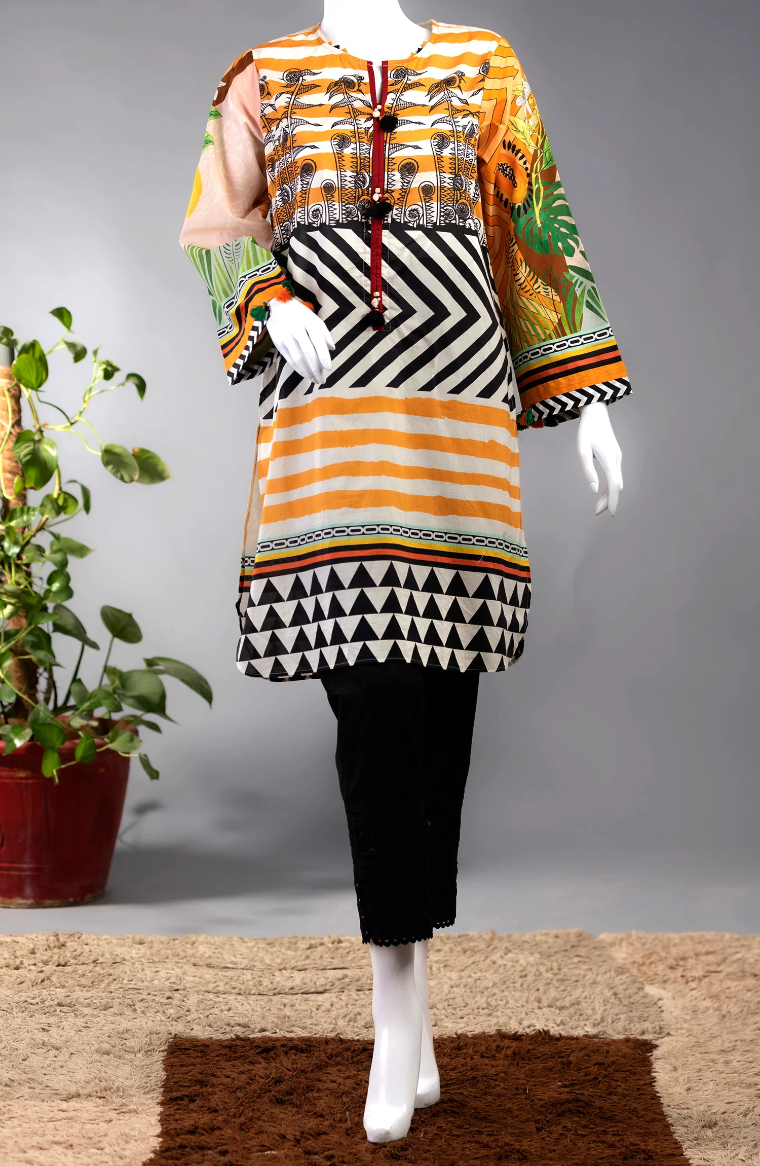 FLORAL BELL LAWN PRINTED 1PC KURTI STITCHED