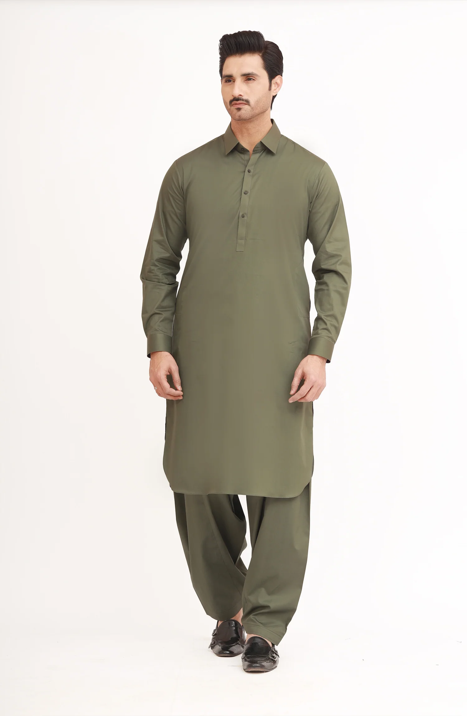 FOREST-GREEN 100% COTTON KAMEEZ SHALWAR - Image 11