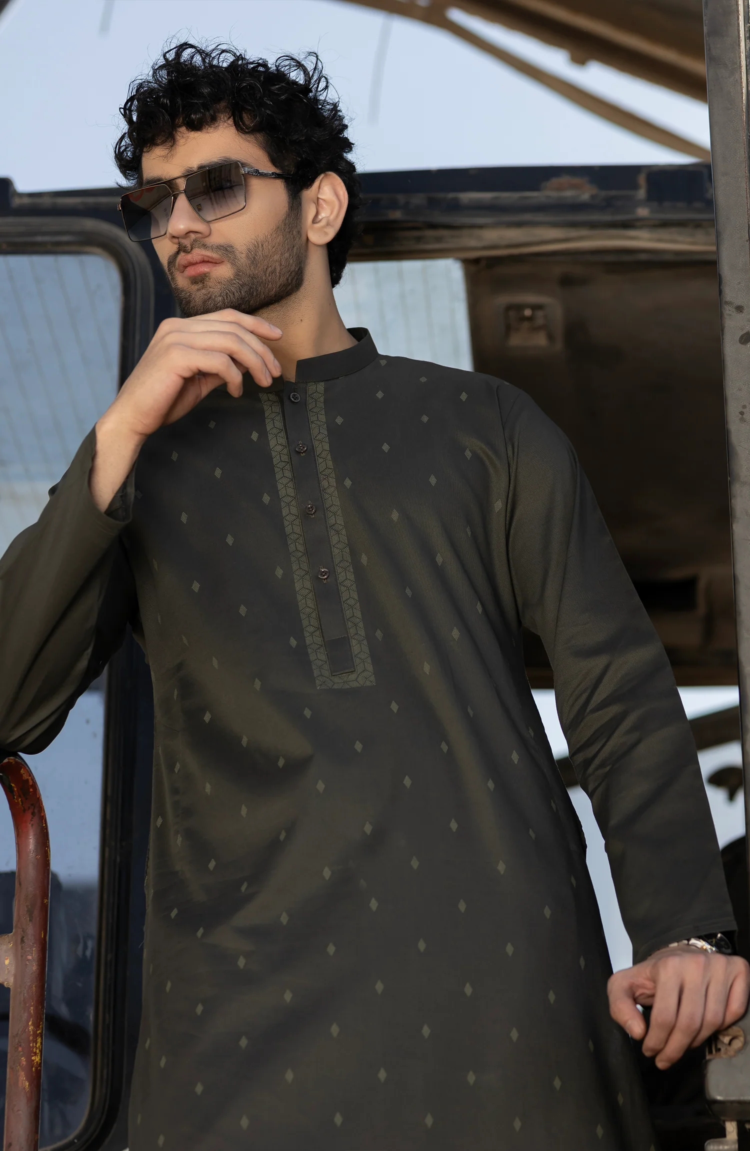 FOREST-GREEN 100% COTTON PRINTED KURTA - Image 8