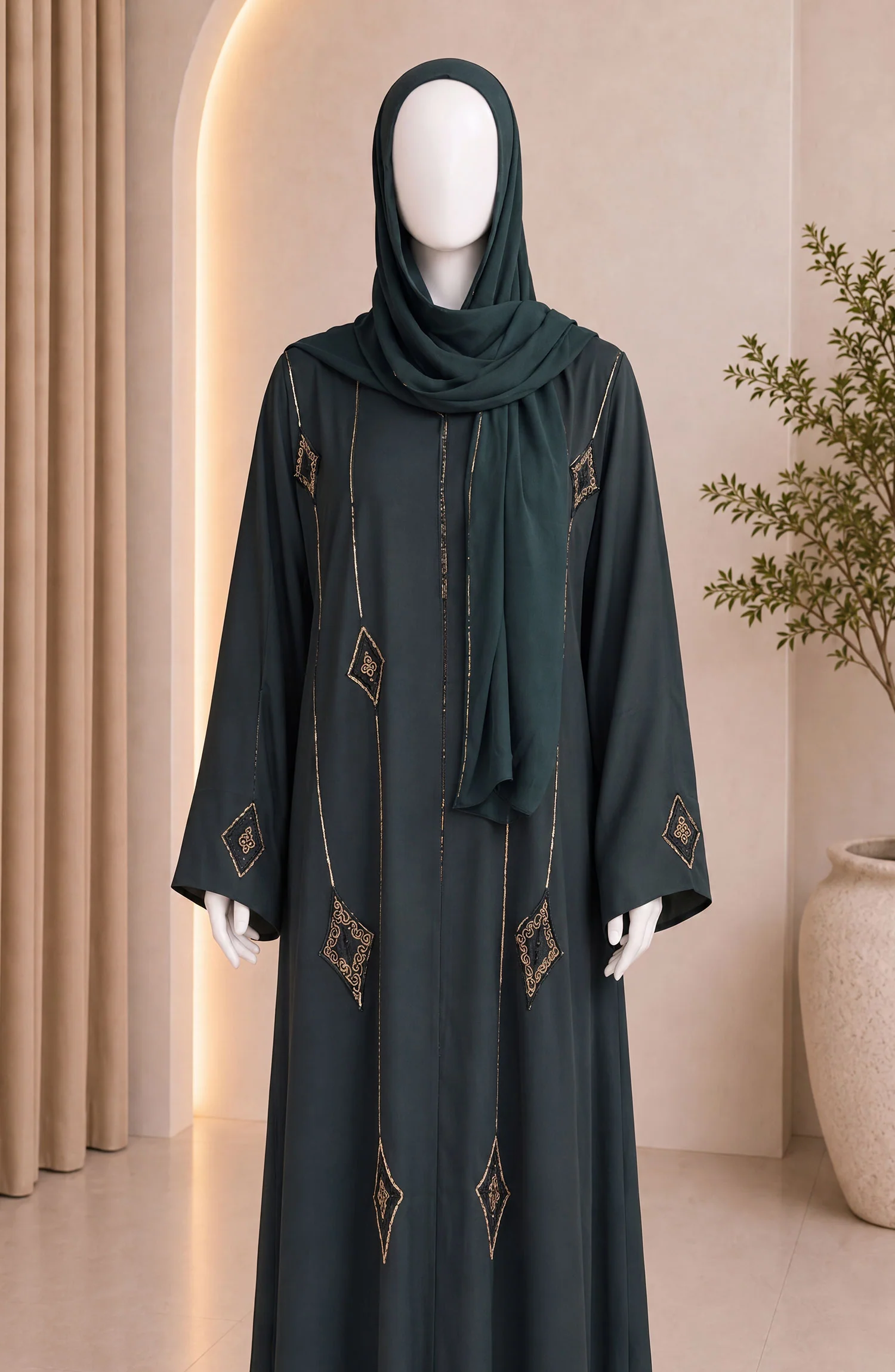 GREEN FORMAL FESTIVE ABAYA - Image 2