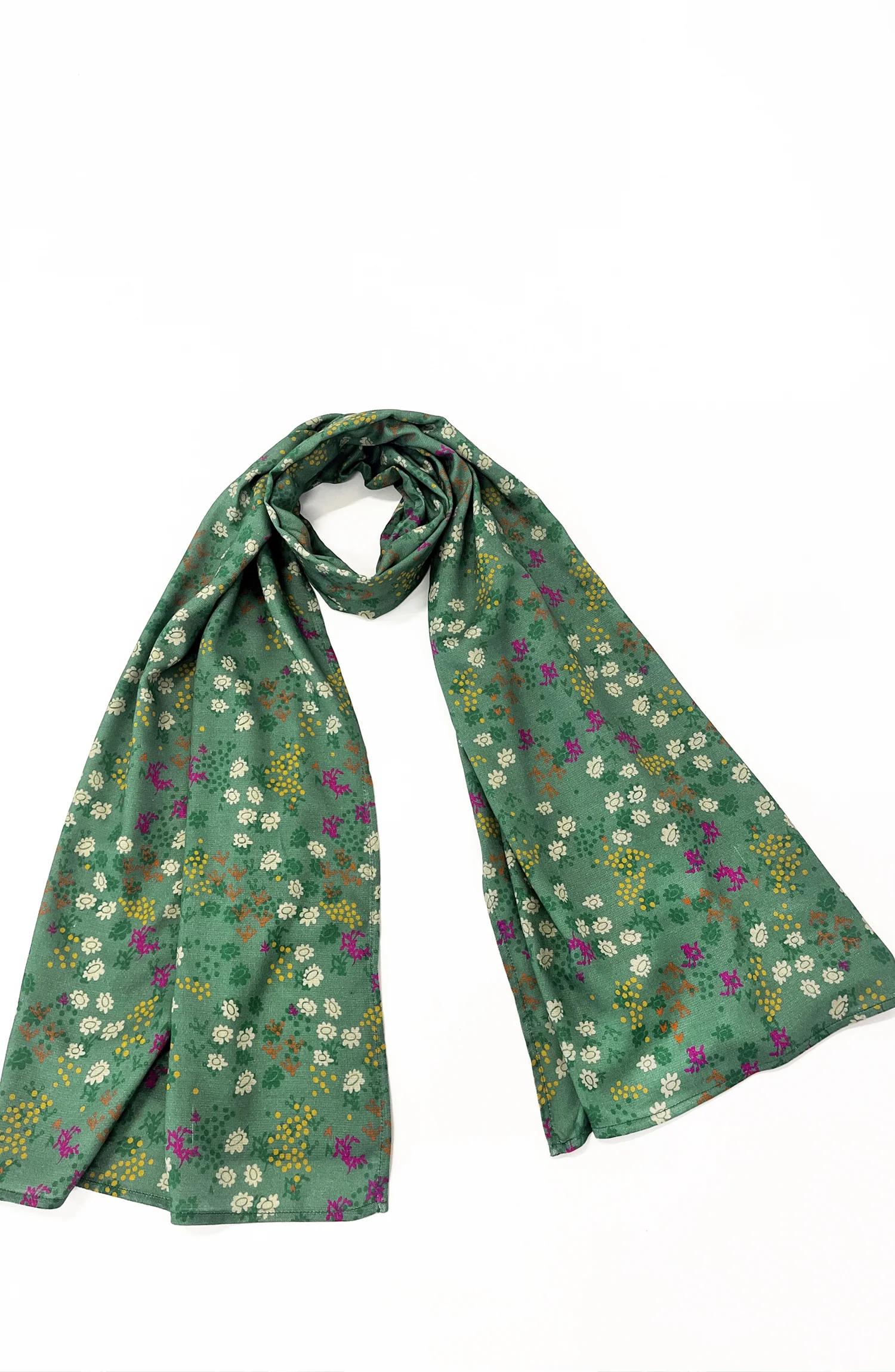 GREEN PRINTED VISCOSE STOLE - Image 2