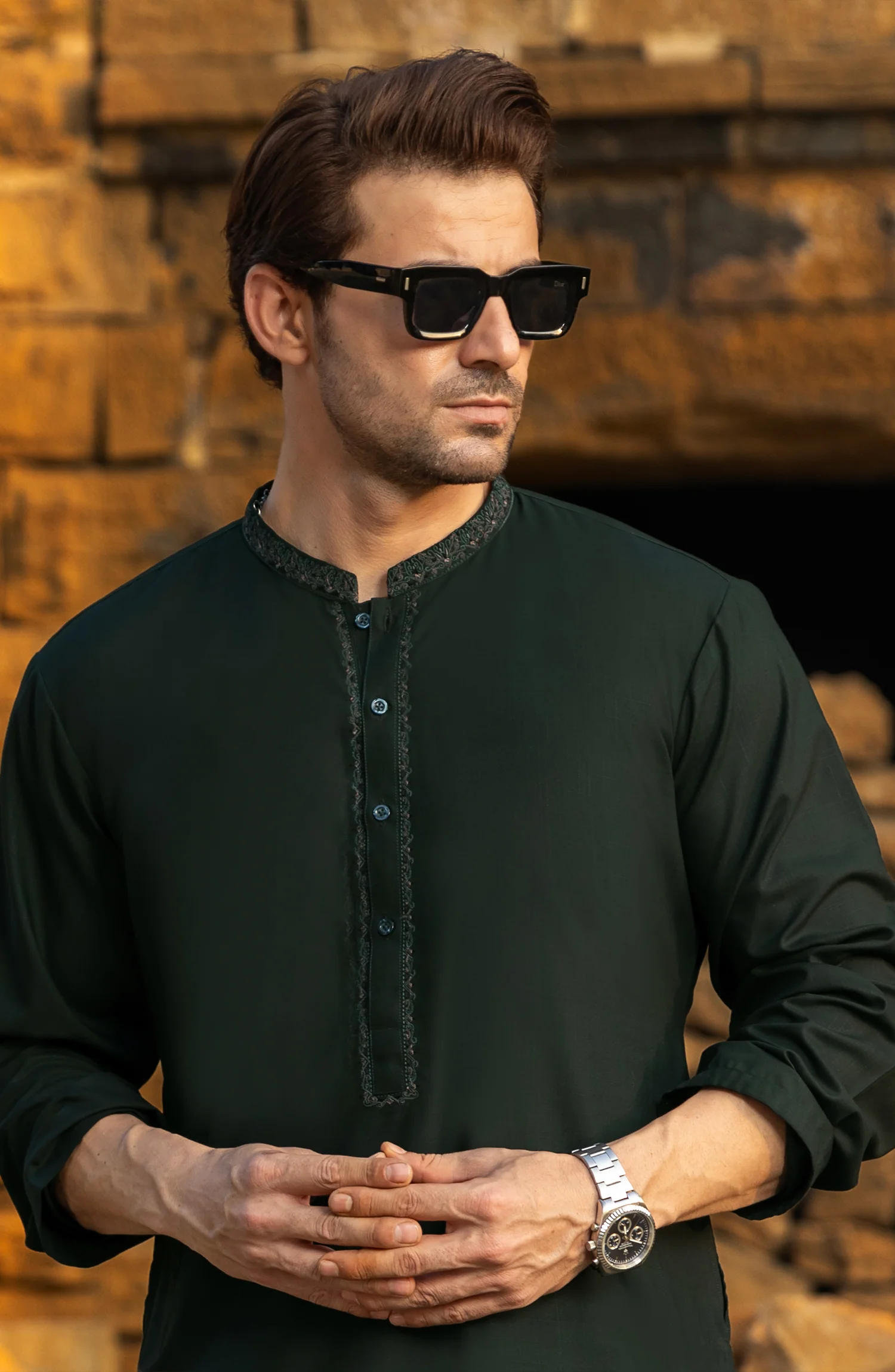 GREEN SEMI FORMAL KURTA - Image 2