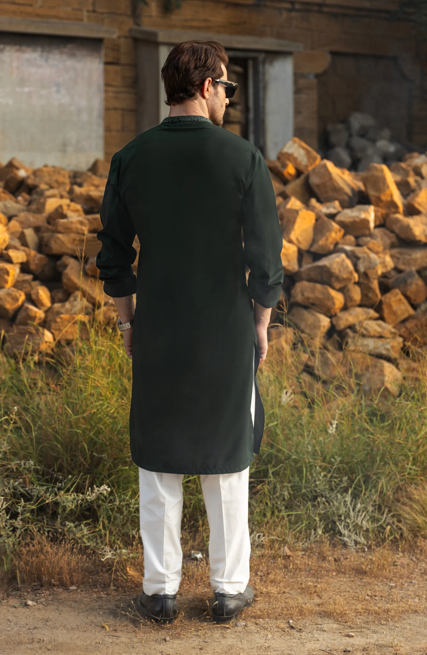 GREEN SEMI FORMAL KURTA - Image 3