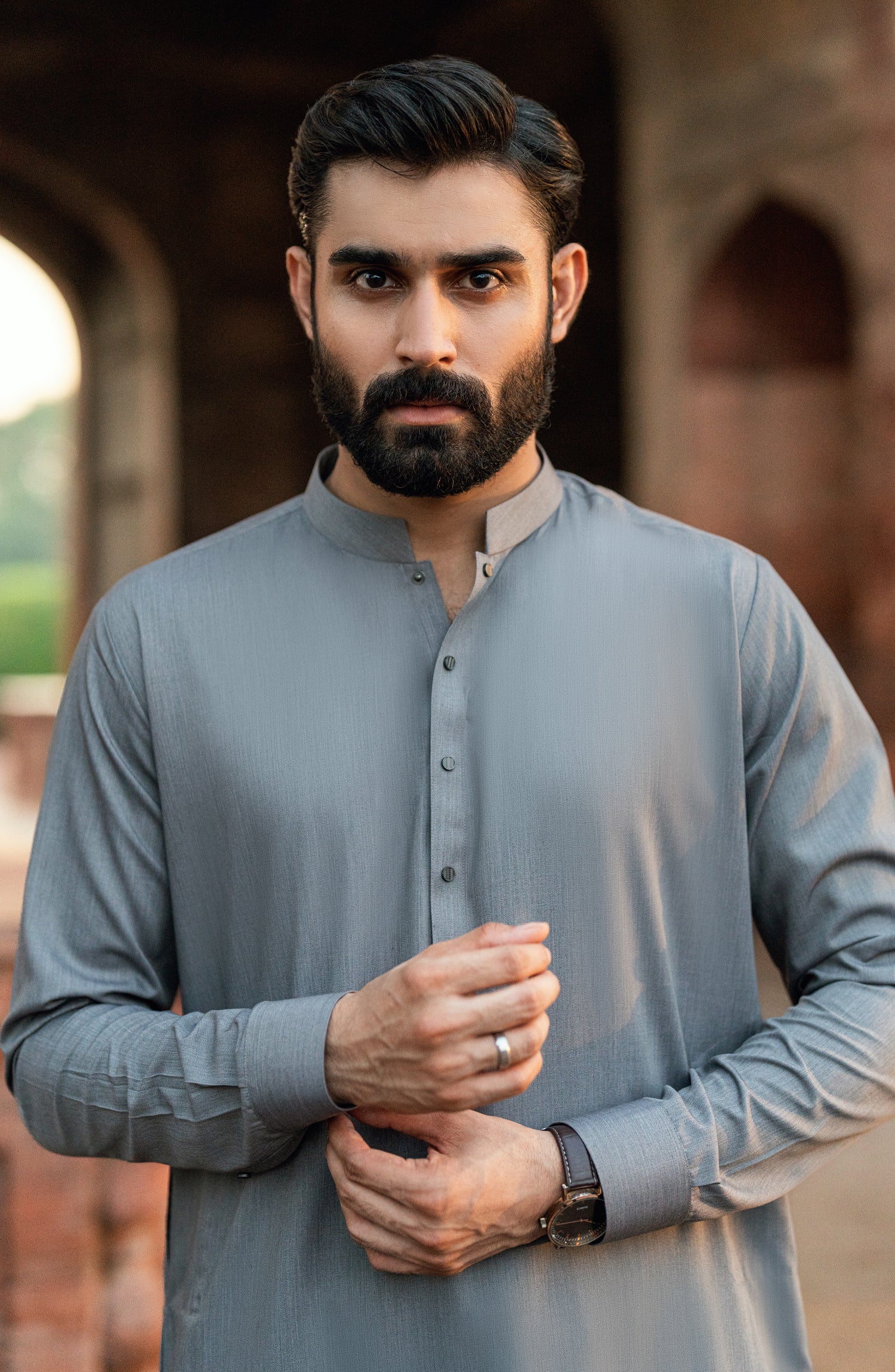 GREY BLENDED KAMEEZ SHALWAR - Image 3