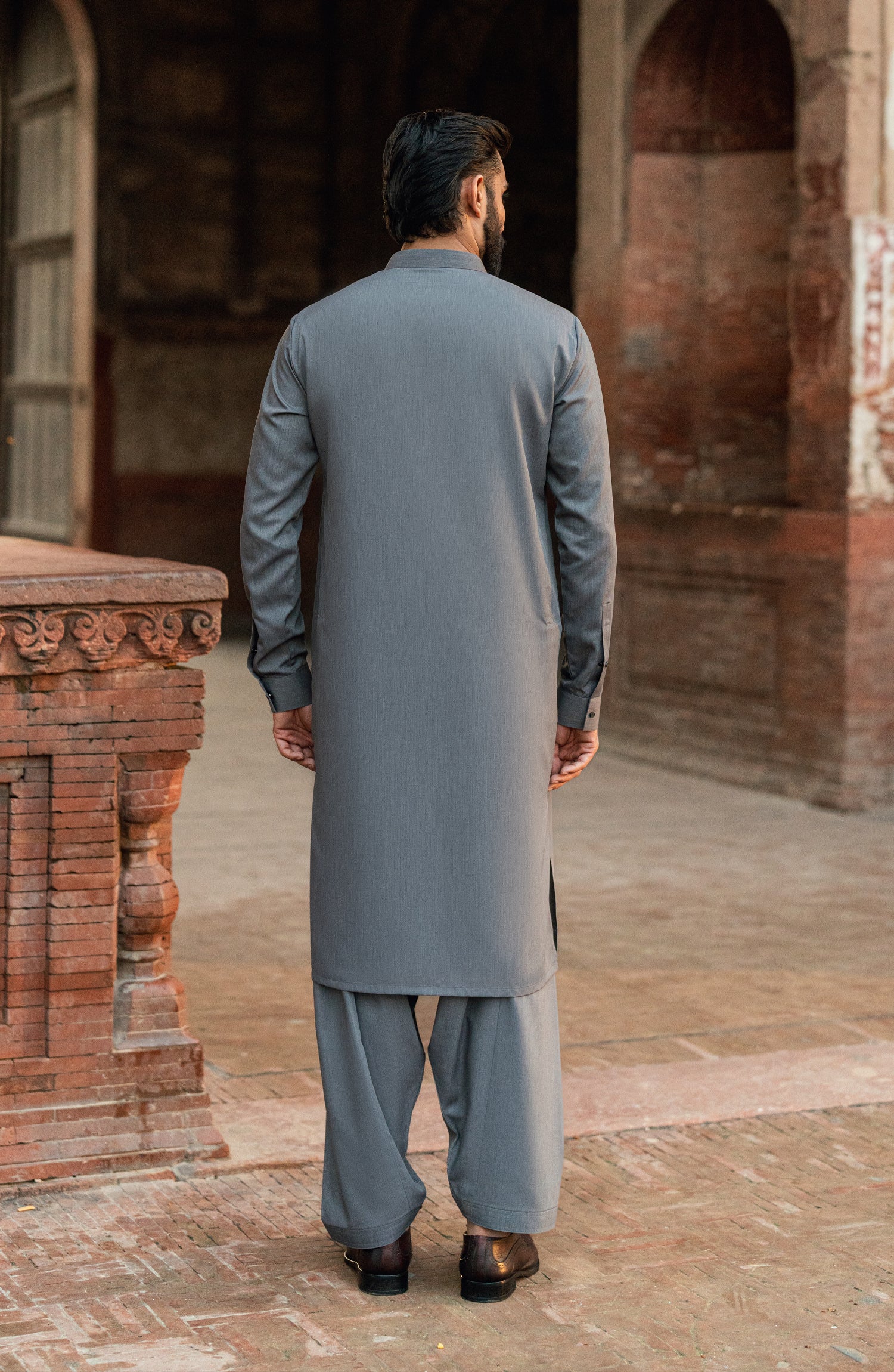 GREY BLENDED KAMEEZ SHALWAR - Image 6