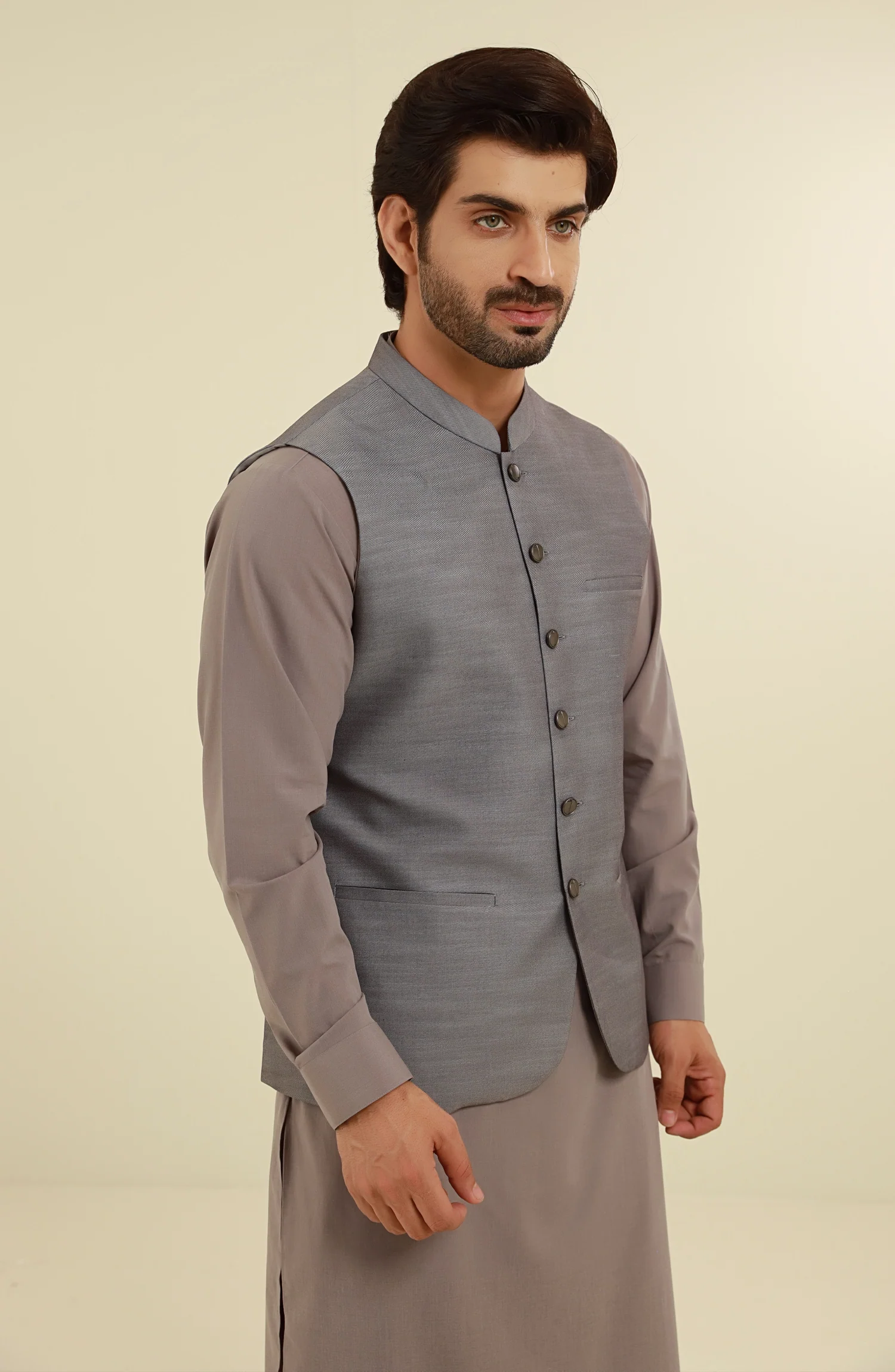 GREY BLENDED WAISTCOAT - Image 2