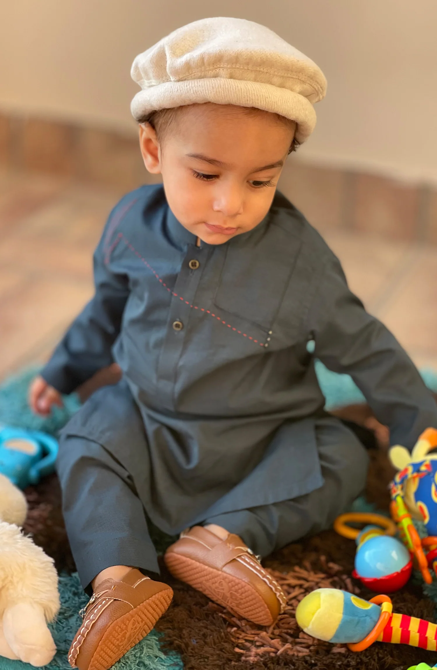 INFANT SEMI FORMAL KAMEEZ SHALWAR BOTTLE GREEN - Image 2