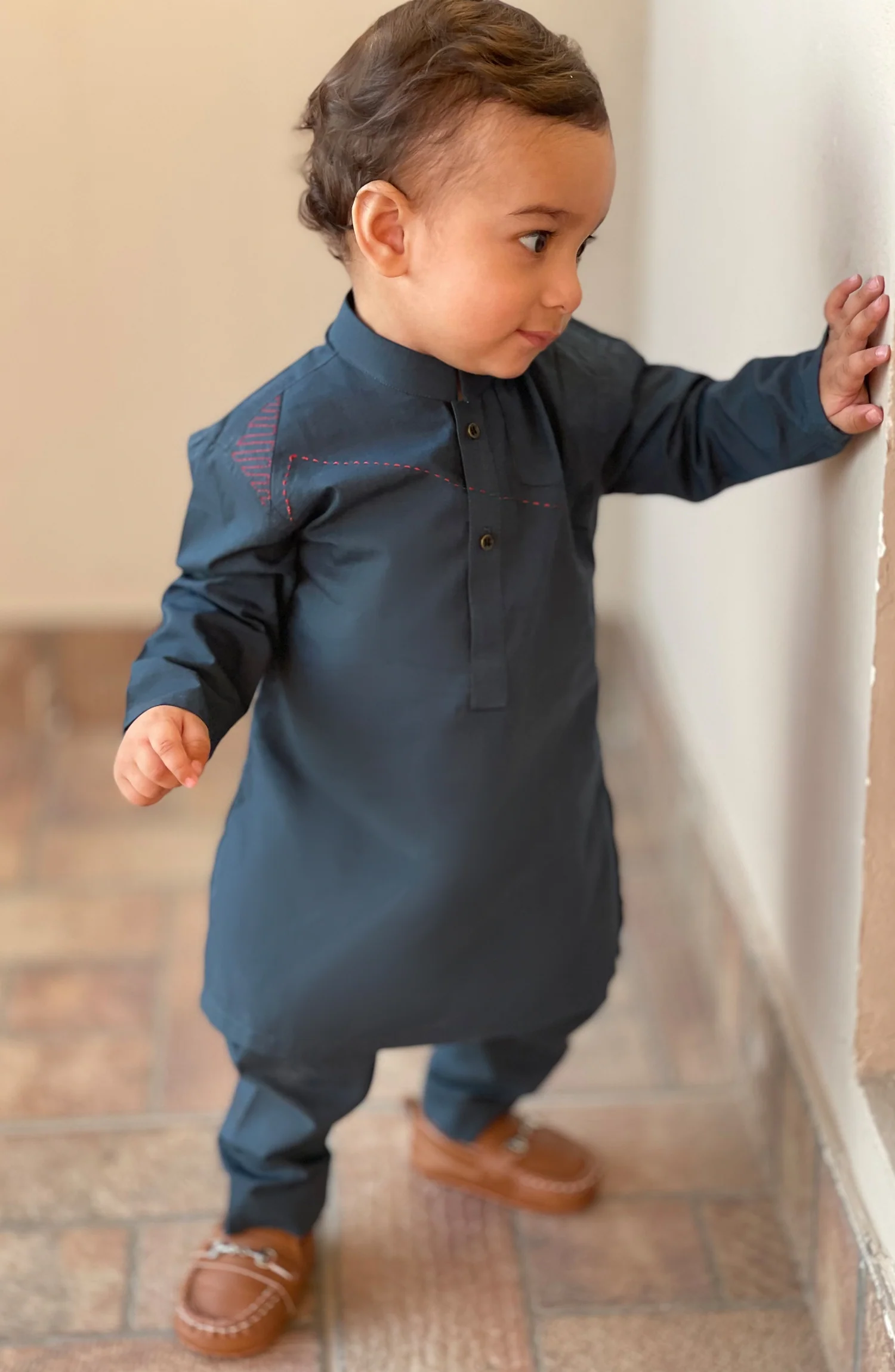 INFANT SEMI FORMAL KAMEEZ SHALWAR BOTTLE GREEN - Image 3