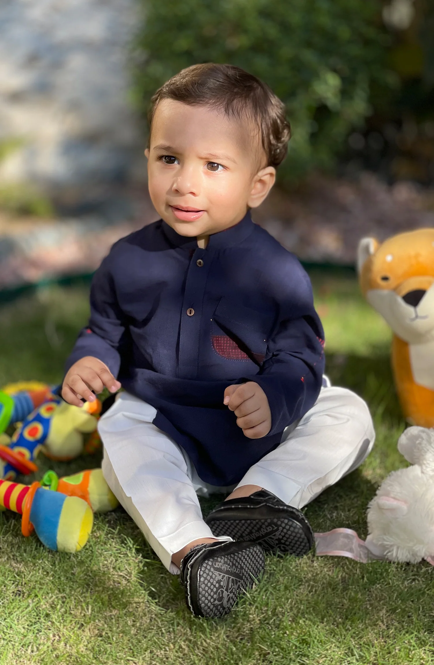 INFANT SEMI FORMAL KAMEEZ SHALWAR NAVY BLUE - Image 3