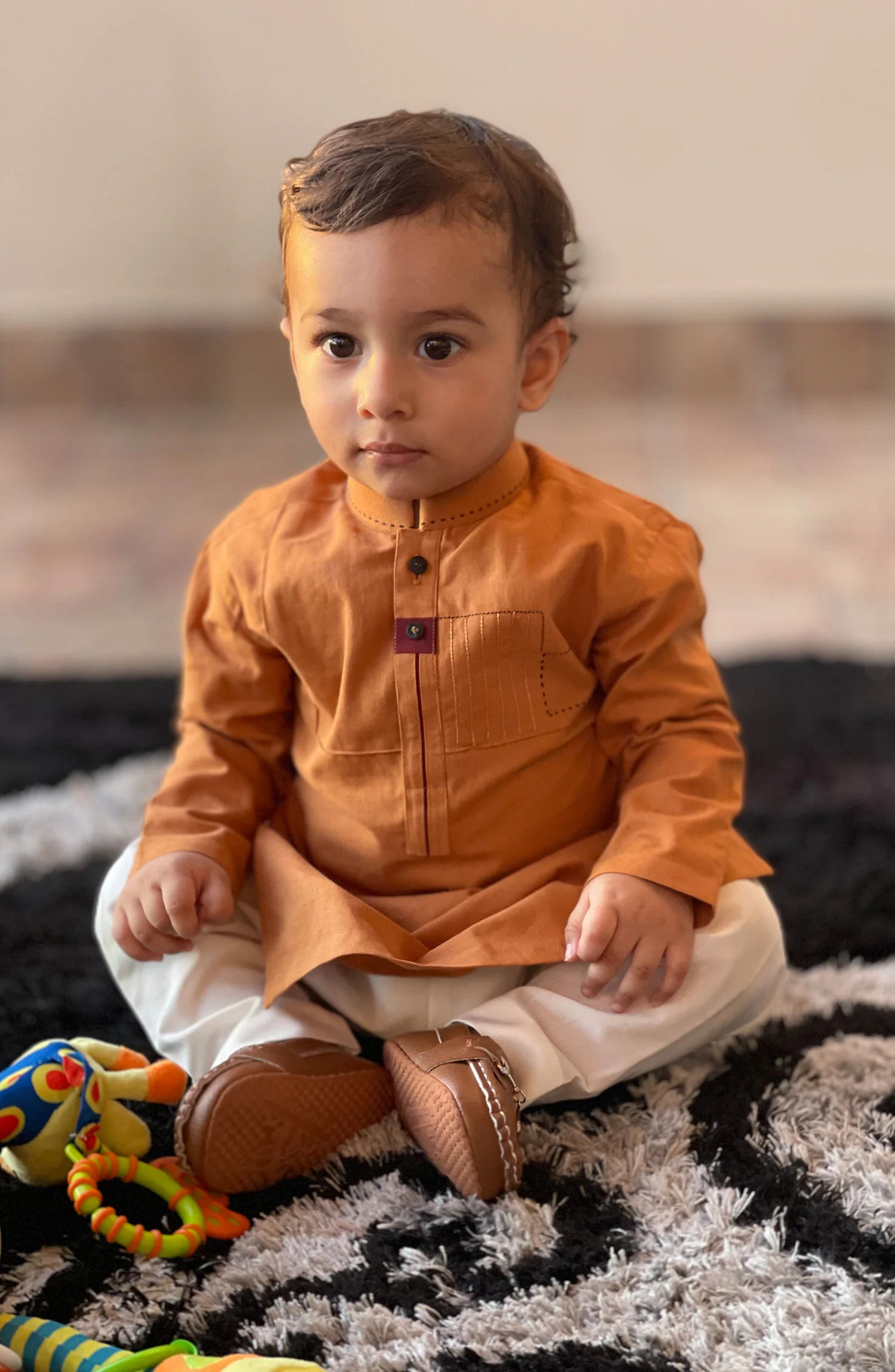INFANT SEMI FORMAL KAMEEZ SHALWAR RUST - Image 2