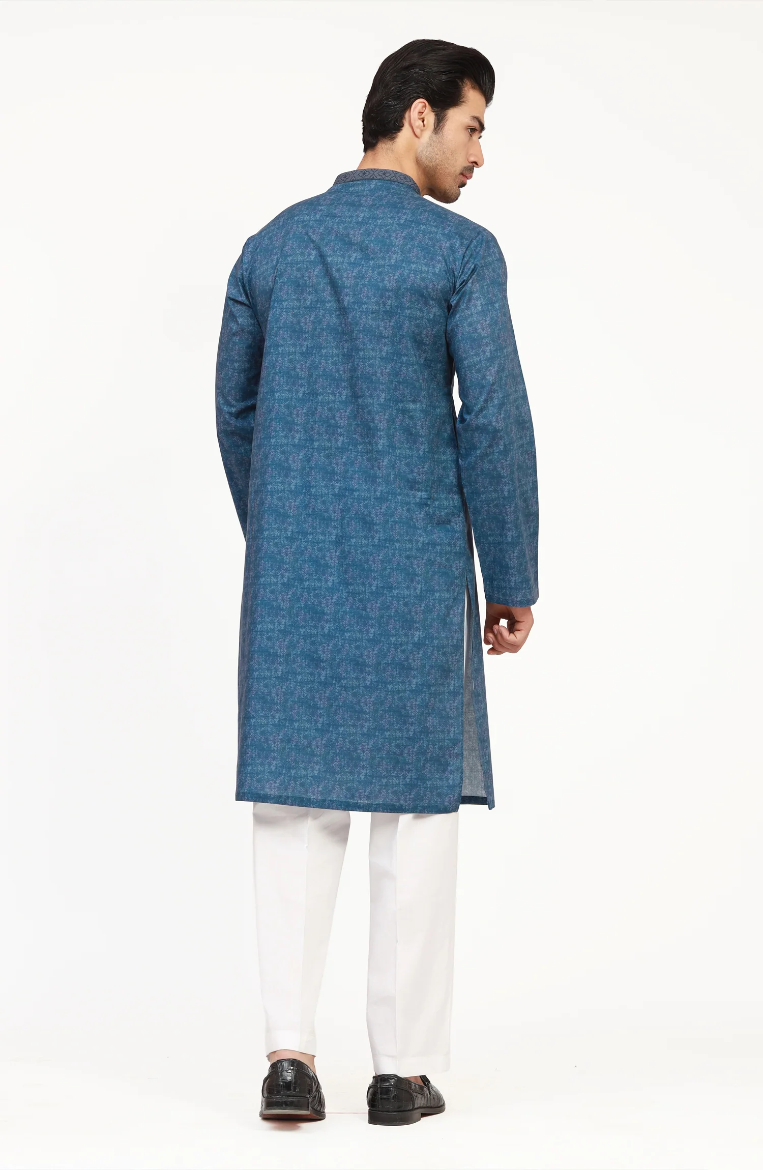 INK-BLUE 100% COTTON PRINTED KURTA - Image 11