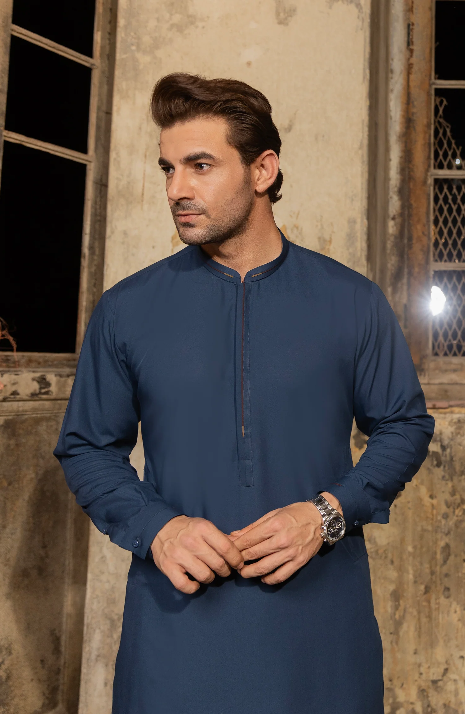 INK BLUE BLENDED KAMEEZ SHALWAR - Image 2