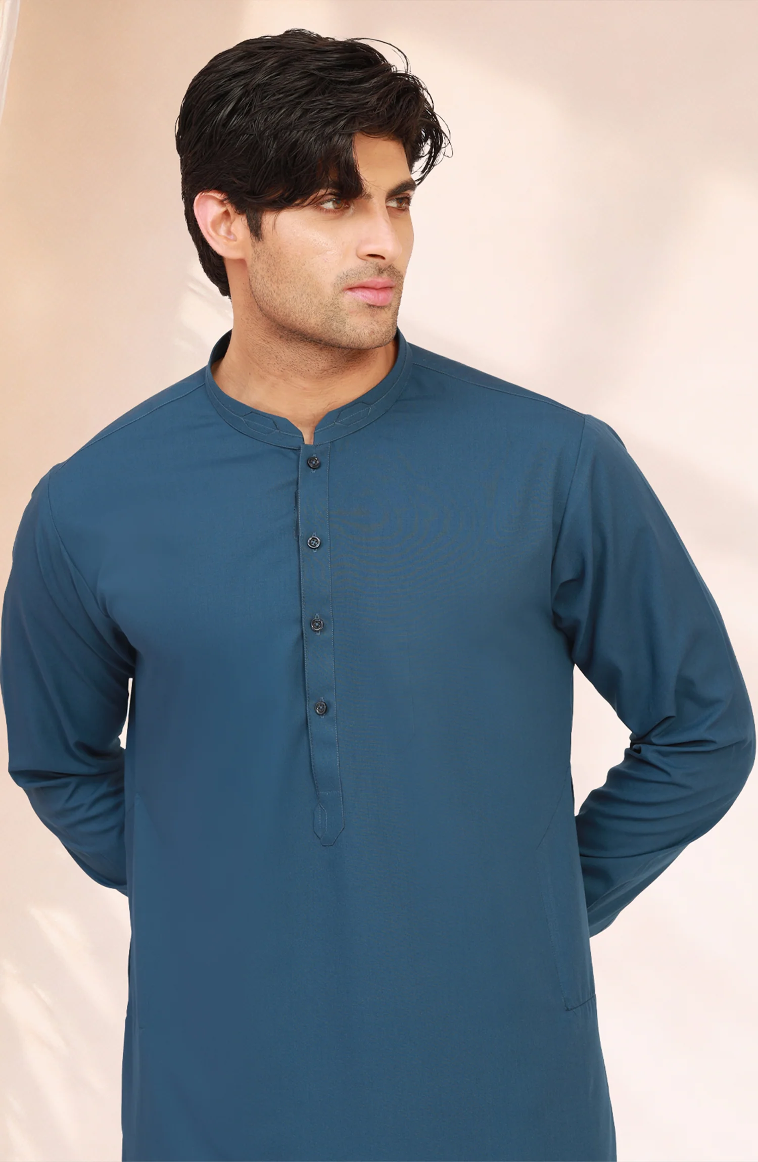 INK-BLUE BLENDED KAMEEZ SHALWAR - Image 2