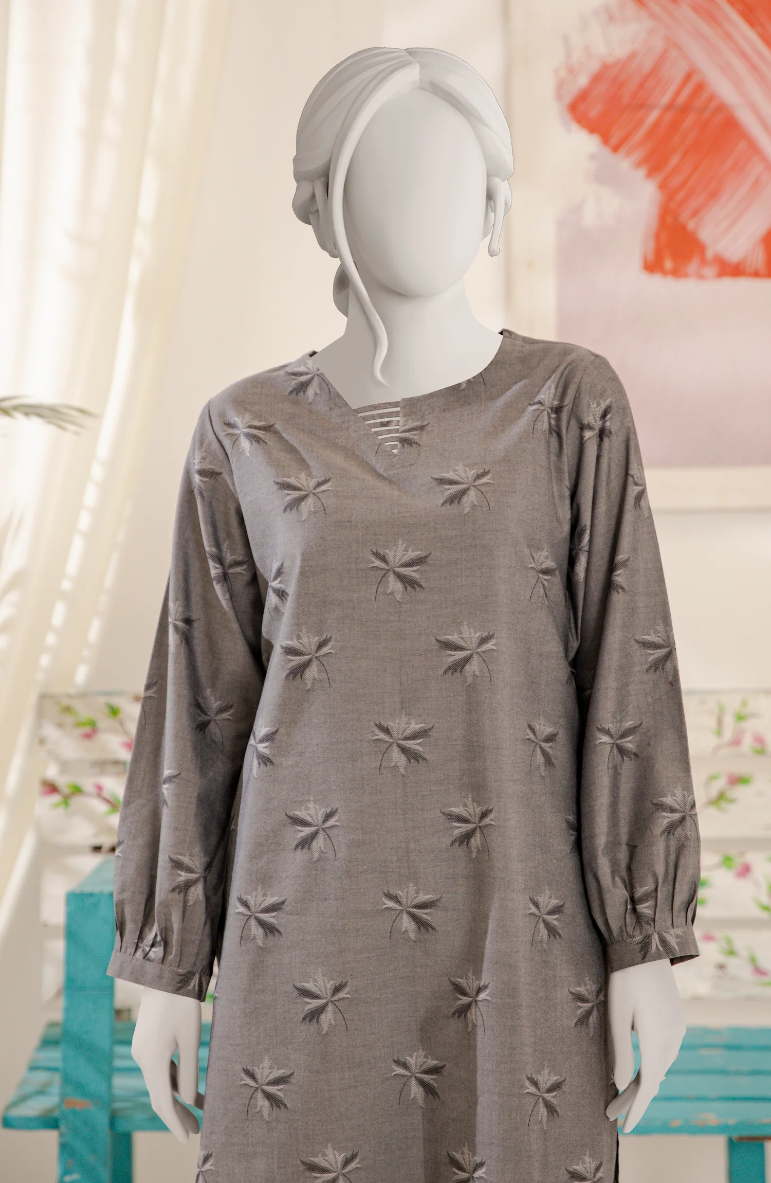 JACQUARD WOMEN STITCHED 2PC SUIT - Image 2