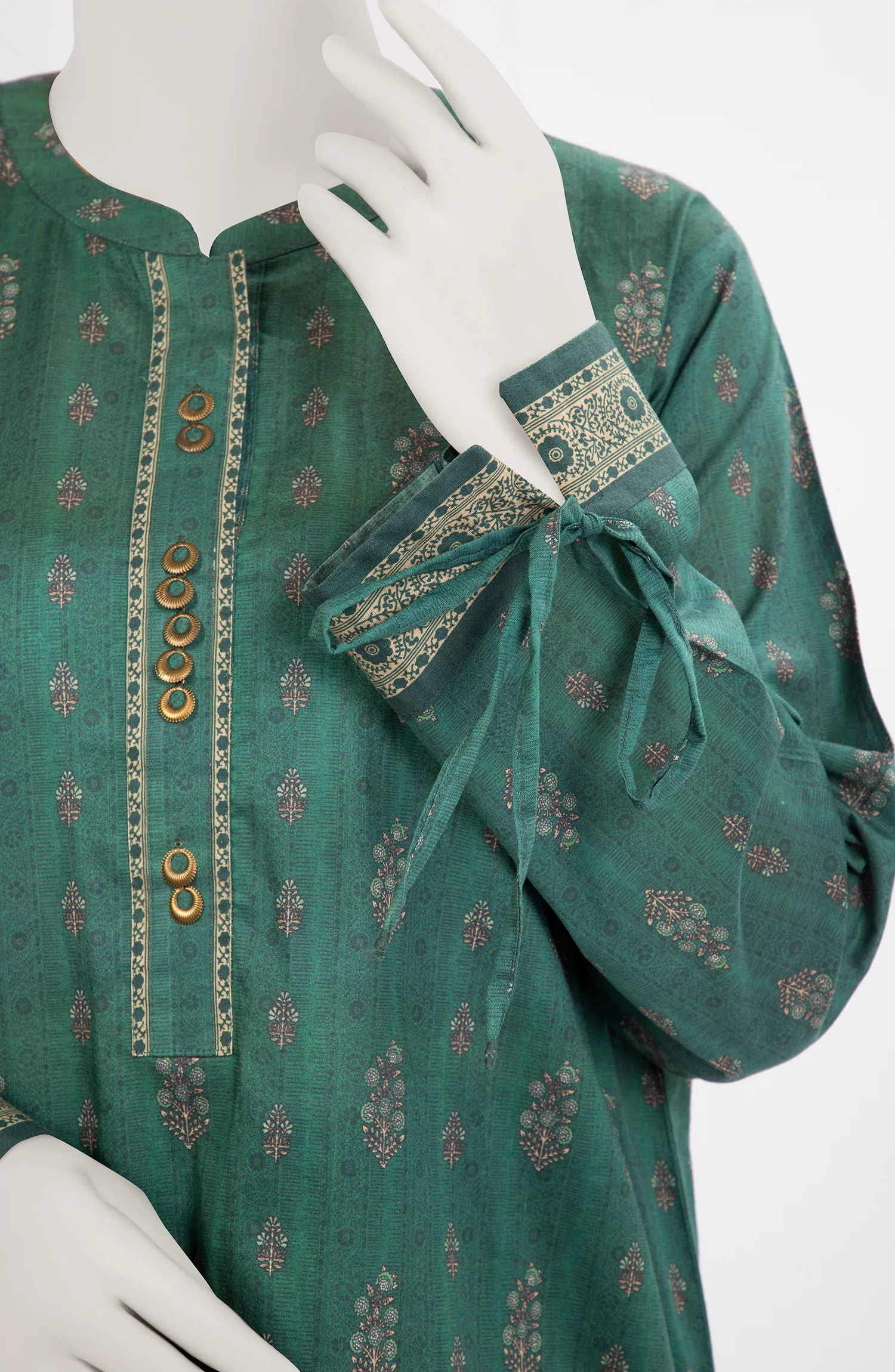 JASHAN E AZADI WOMEN 2PC STITCHED KURTI GREEN - Image 2