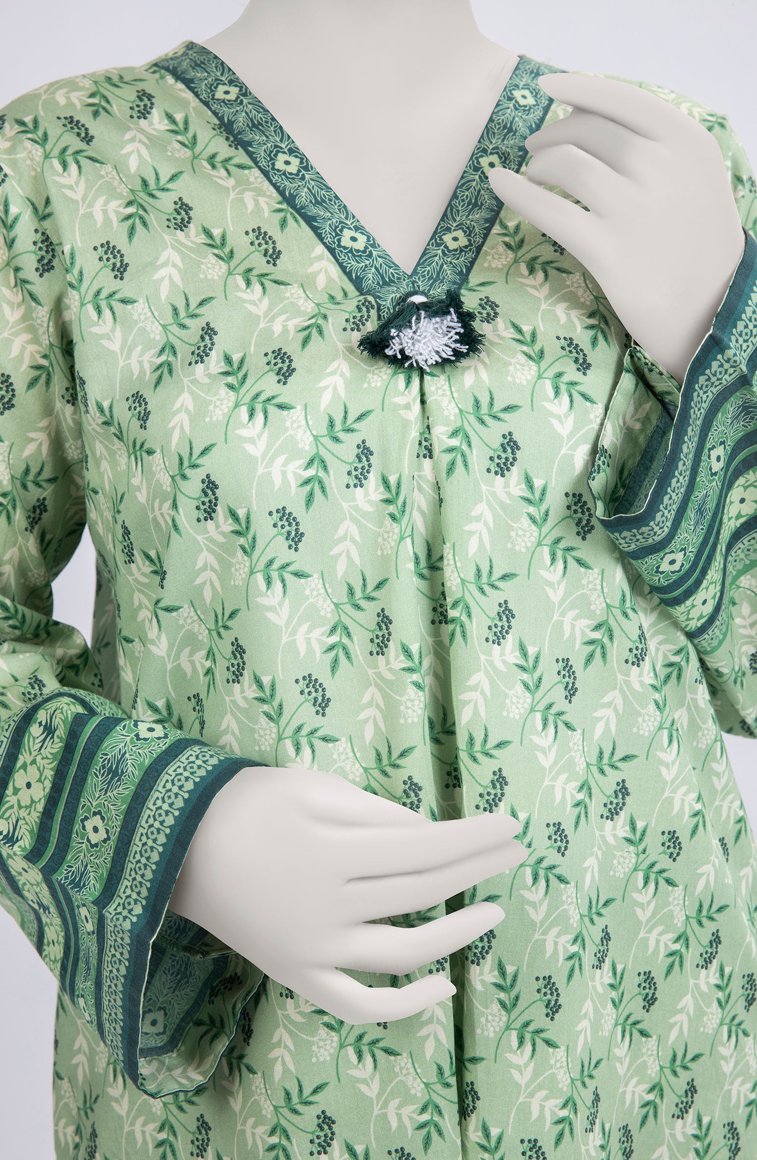 JASHAN E AZADI WOMEN 2PC STITCHED KURTI GREEN - Image 3
