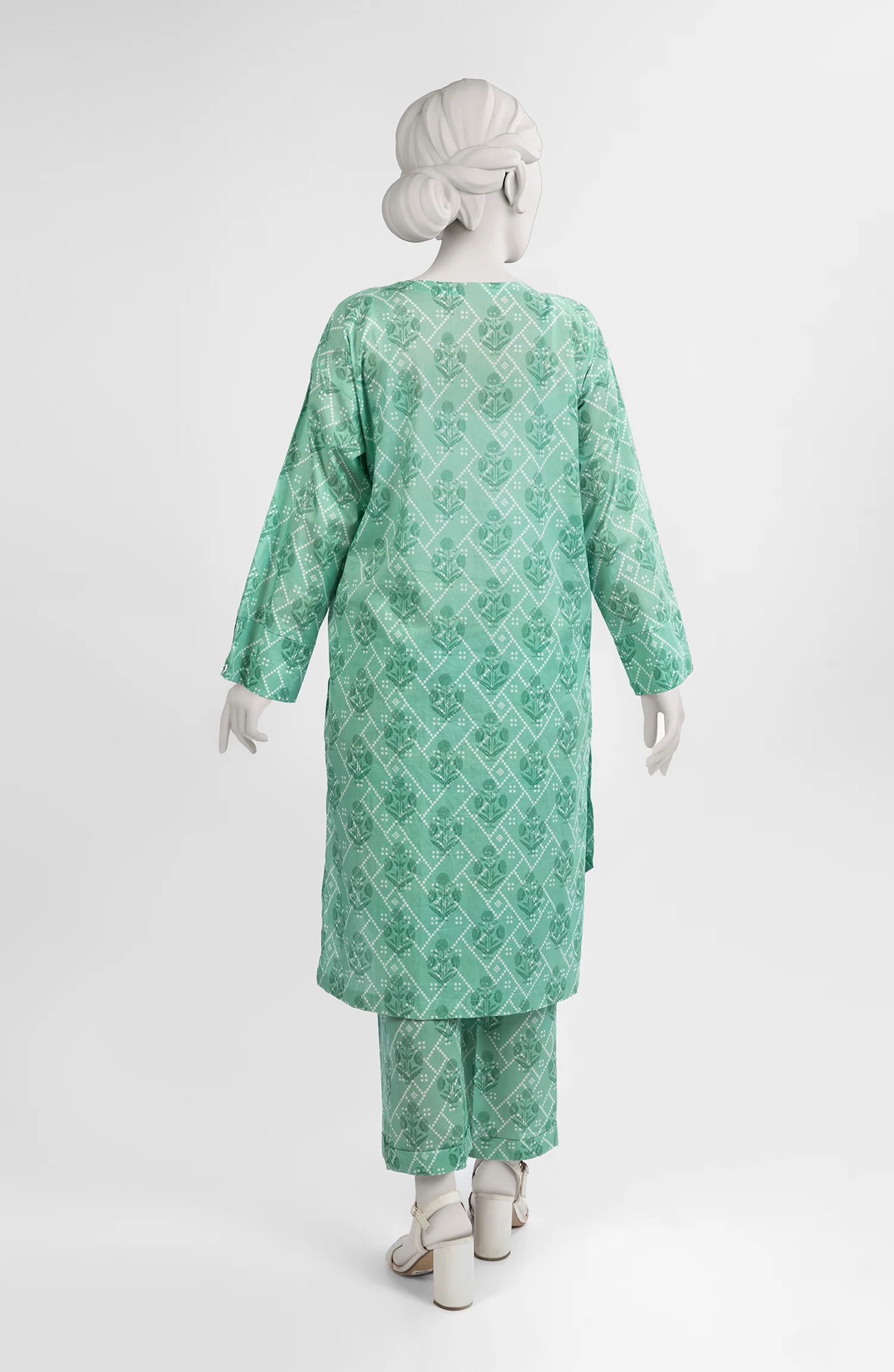 JASHAN E AZADI WOMEN 2PC STITCHED KURTI GREEN - Image 3