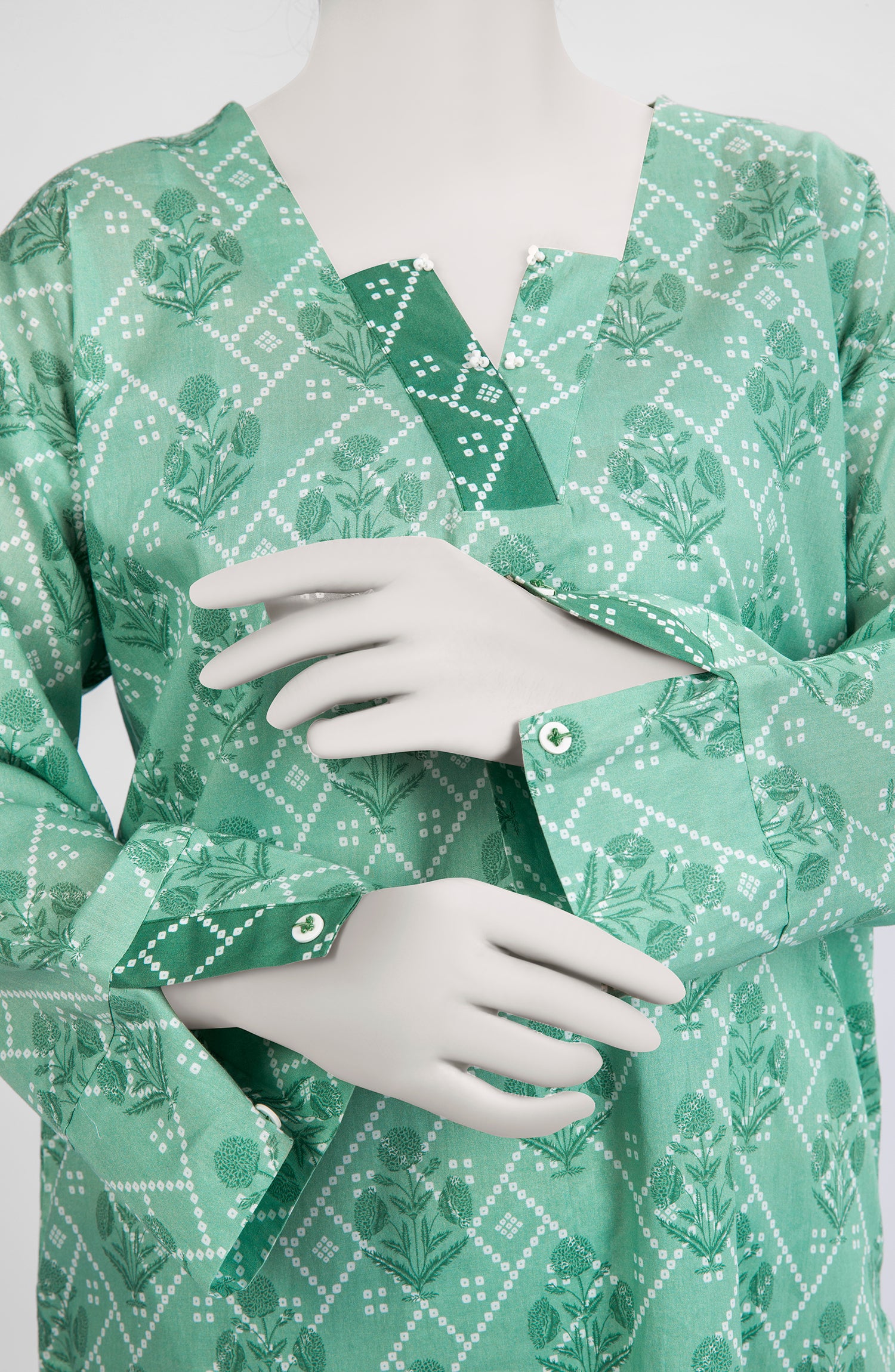 JASHAN E AZADI WOMEN 2PC STITCHED KURTI GREEN - Image 4