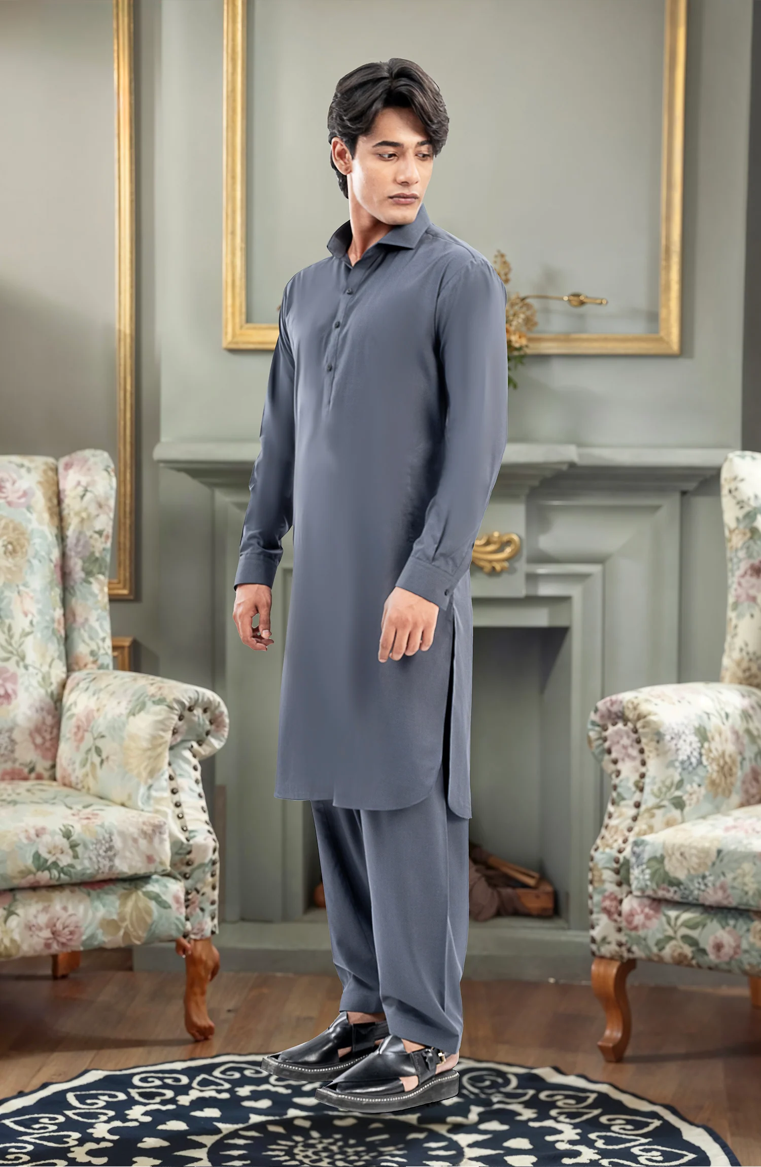 JET-GREY KAMEEZ SHALWAR - Image 5