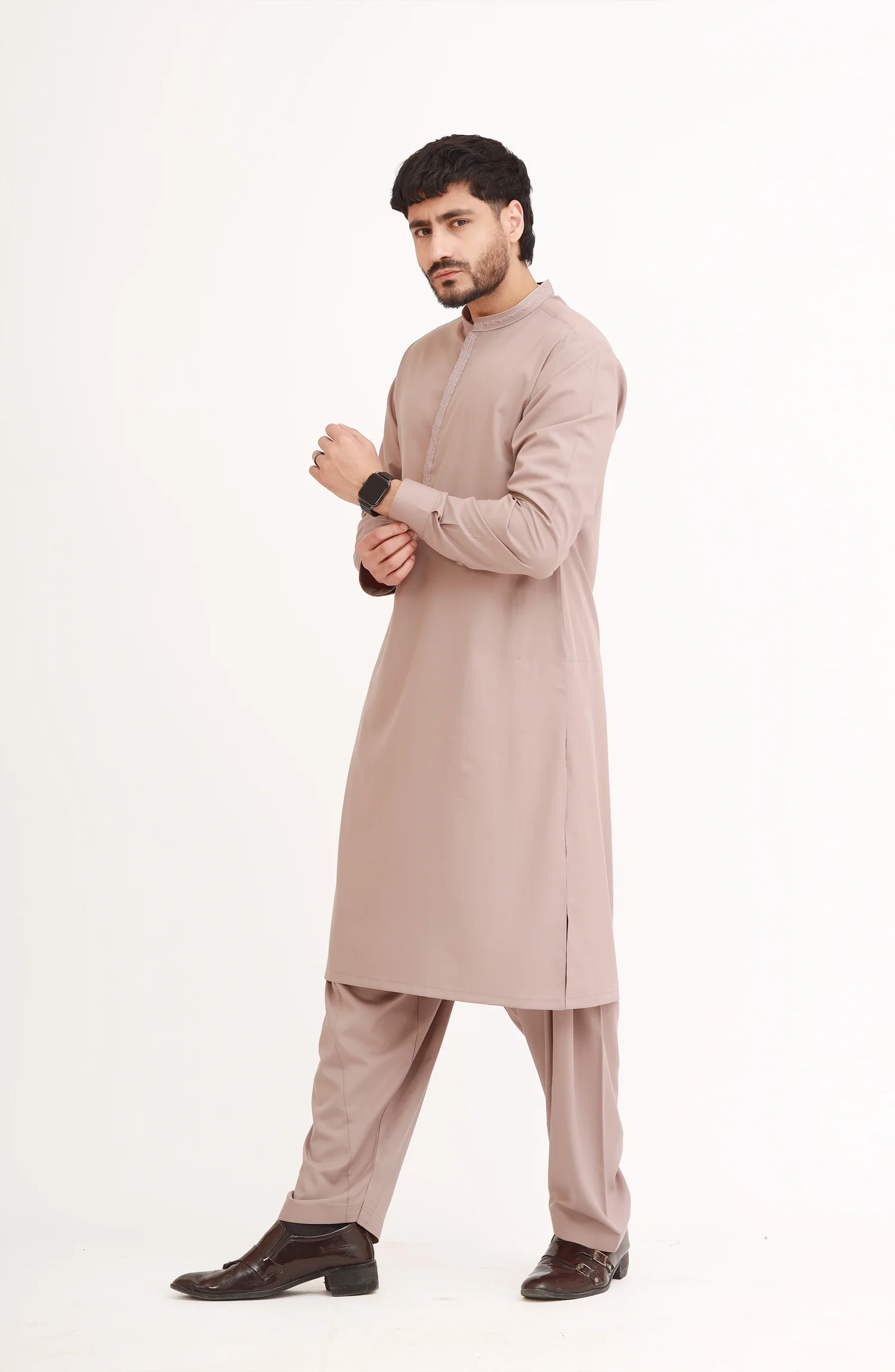 LATTE BLENDED EMBROIDERED KAMEEZ SHALWAR - Image 9