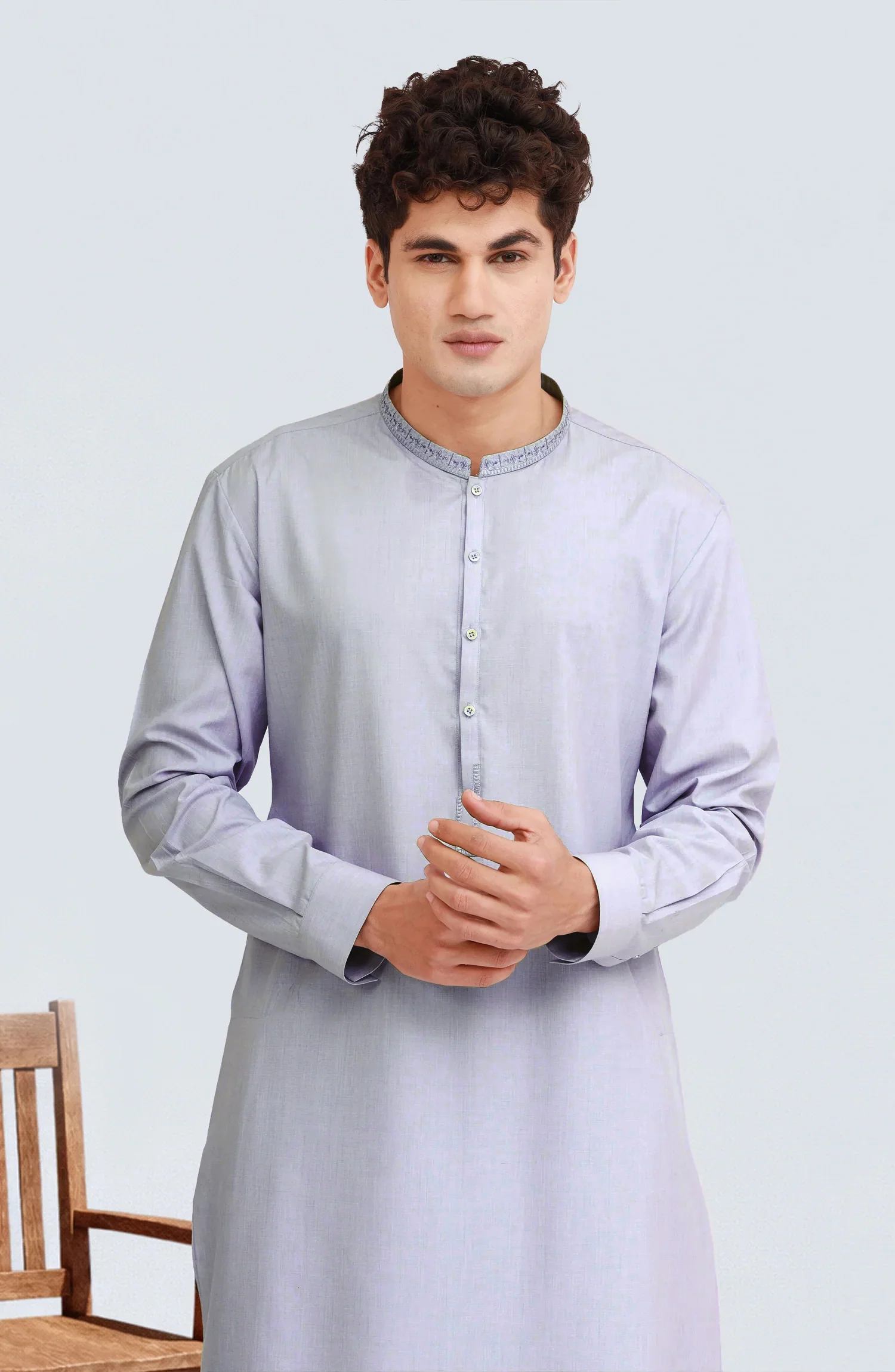 LAVENDER BLENDED EMBROIDERED KAMEEZ SHALWAR - Image 2
