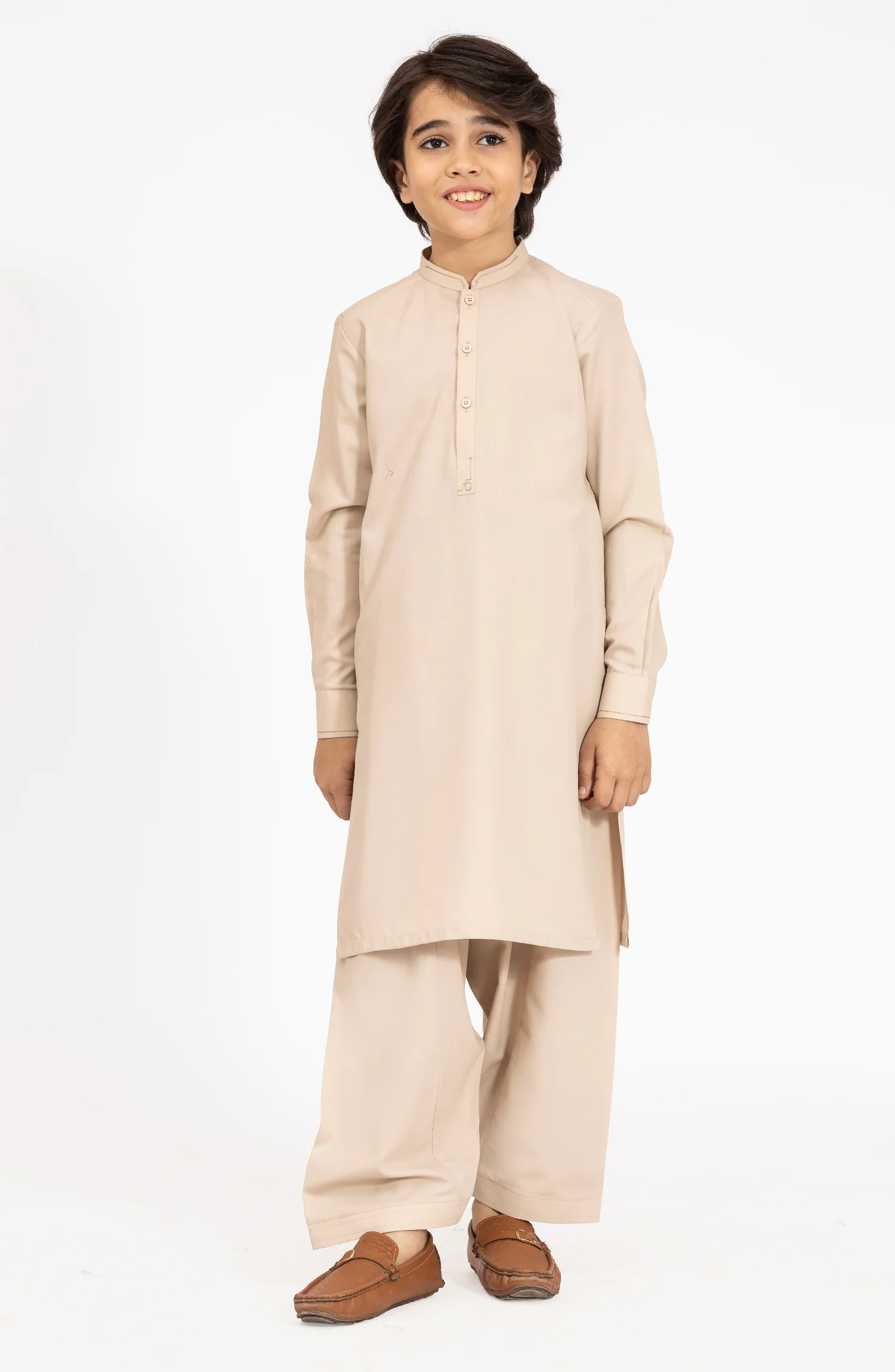 LIGHT-BEIGE BLENDED KAMEEZ SHALWAR - Image 5