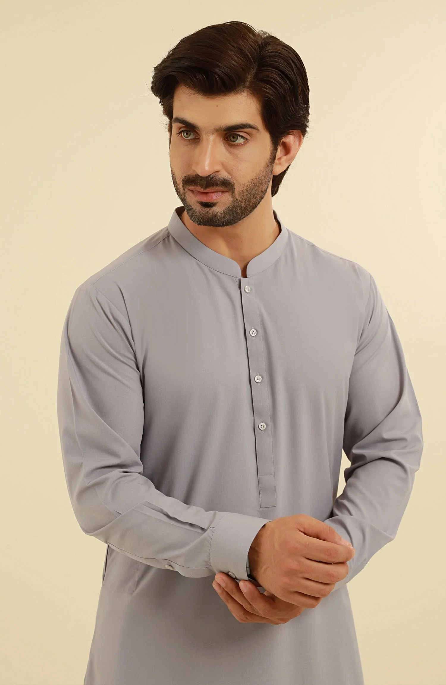 LIGHT BLUE KAMEEZ SHALWAR WITH WAIST COAT - Image 4