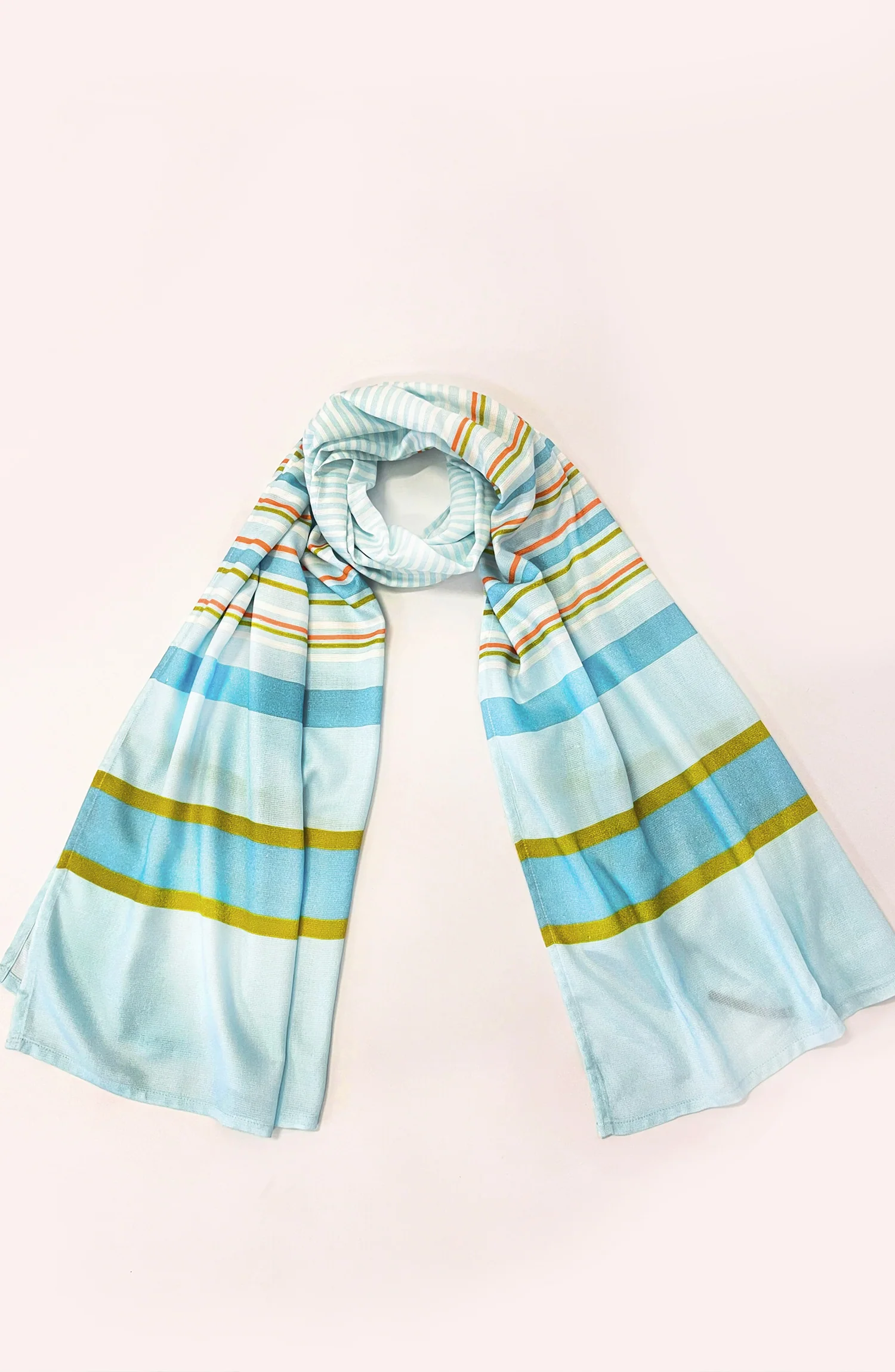 LIGHT-BLUE PRINTED VISCOSE STOLE - Image 2