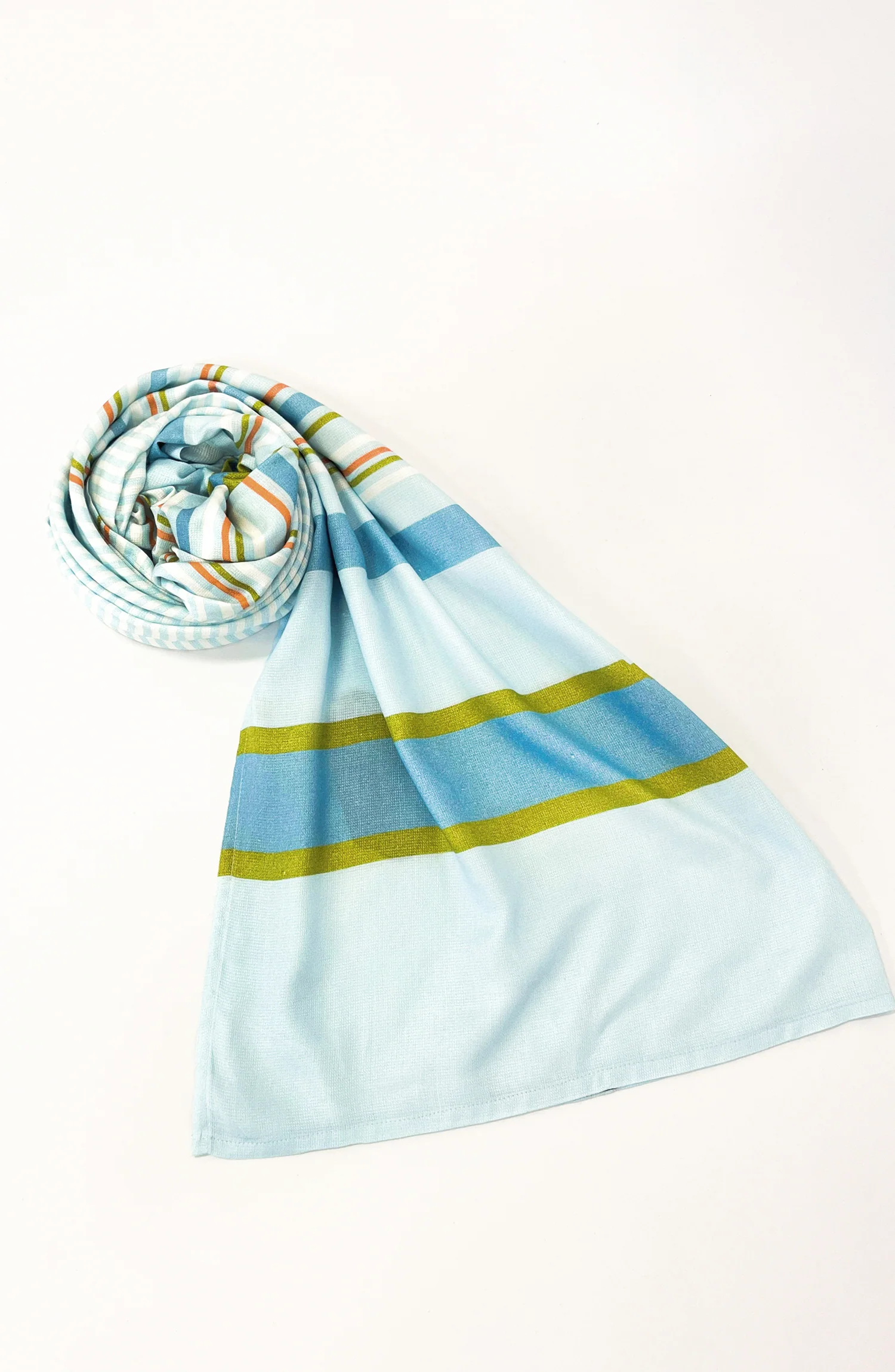 LIGHT-BLUE PRINTED VISCOSE STOLE - Image 3