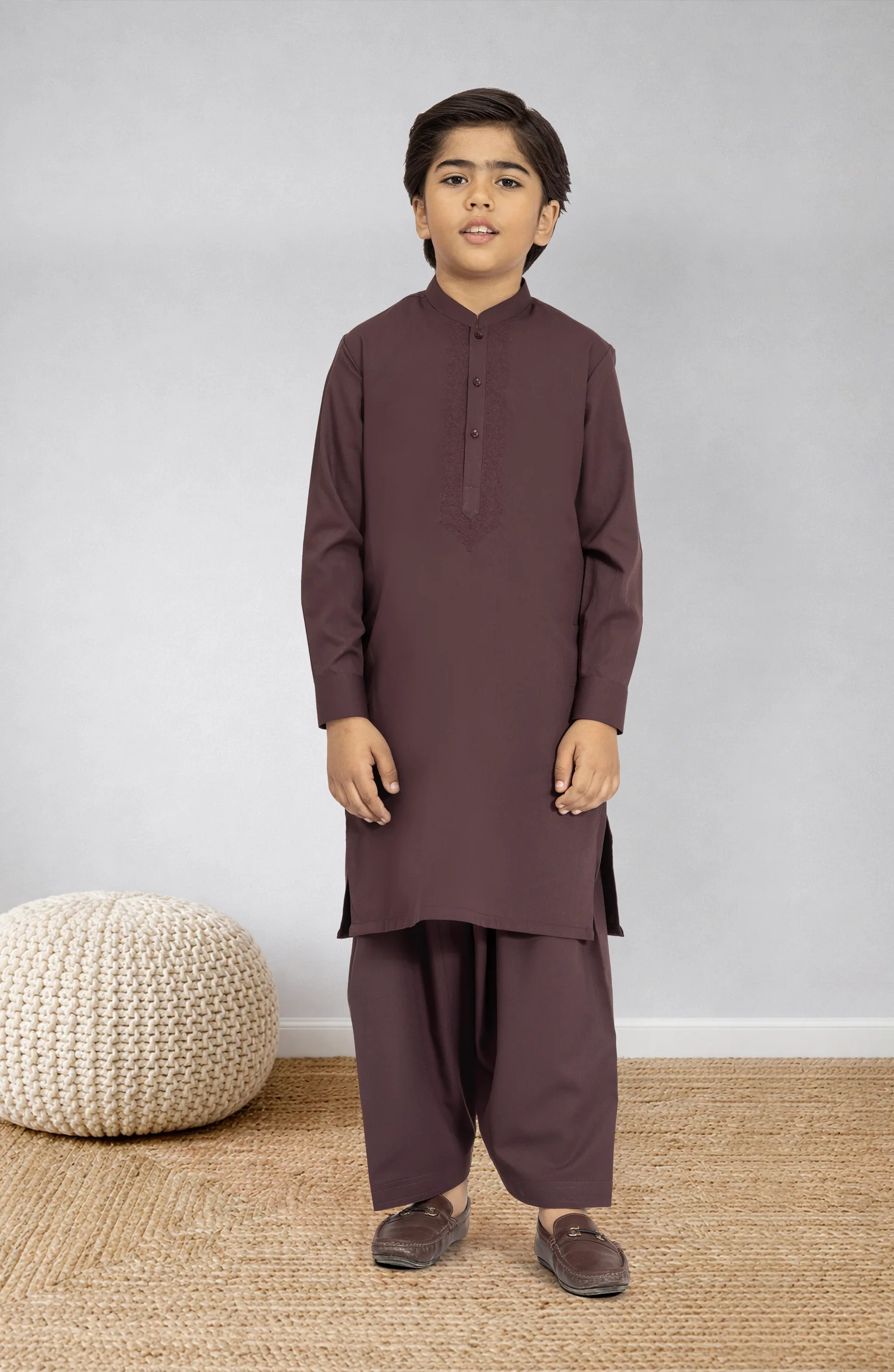 LIGHT-BURGUNDY BLENDED EMBROIDERED KAMEEZ SHALWAR
