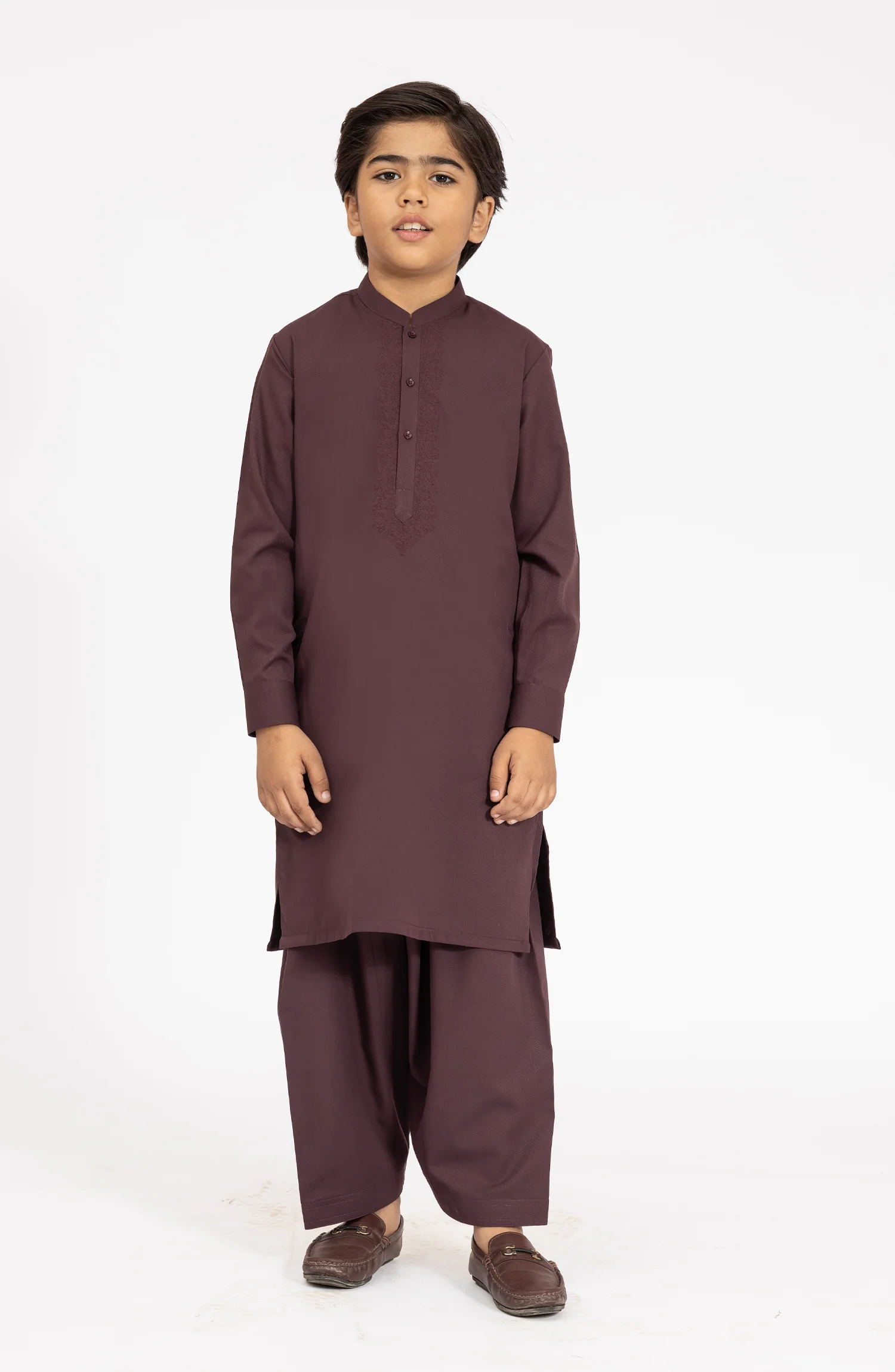 LIGHT-BURGUNDY BLENDED EMBROIDERED KAMEEZ SHALWAR - Image 4