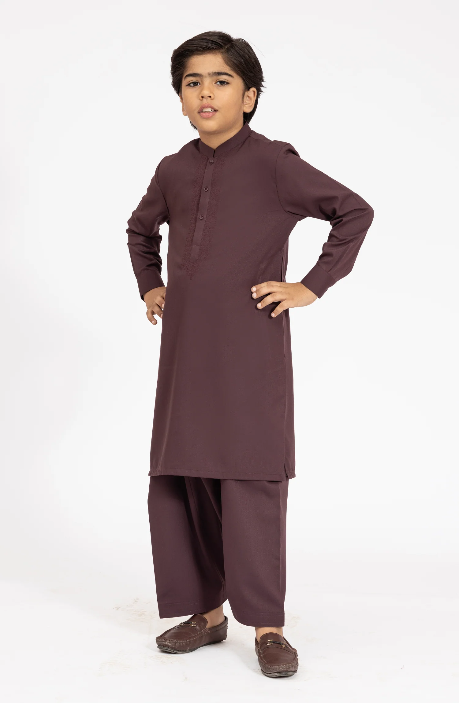 LIGHT-BURGUNDY BLENDED EMBROIDERED KAMEEZ SHALWAR - Image 6