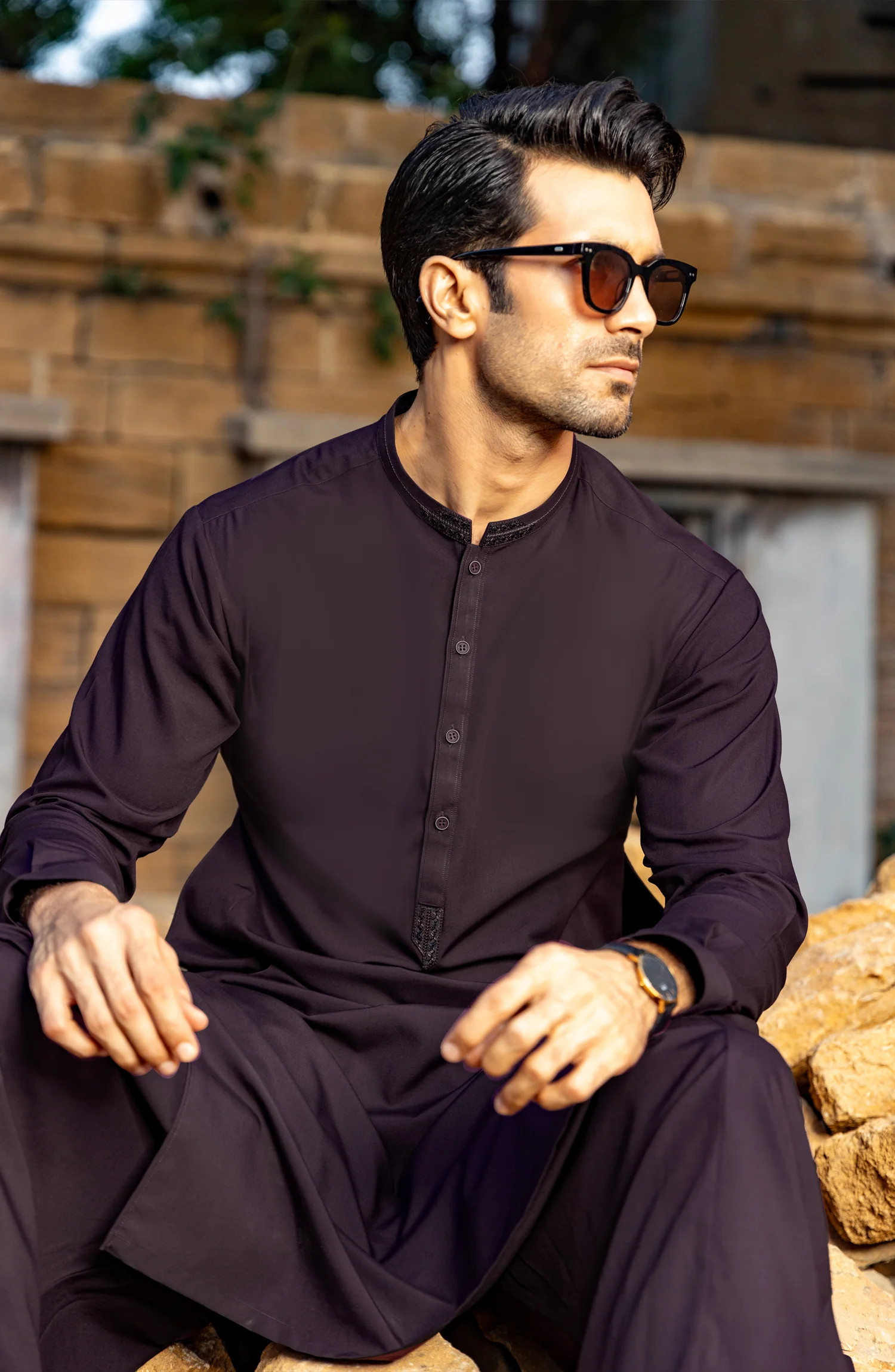 LIGHT BURGUNDY BLENDED EMBROIDERED KAMEEZ SHALWAR - Image 2