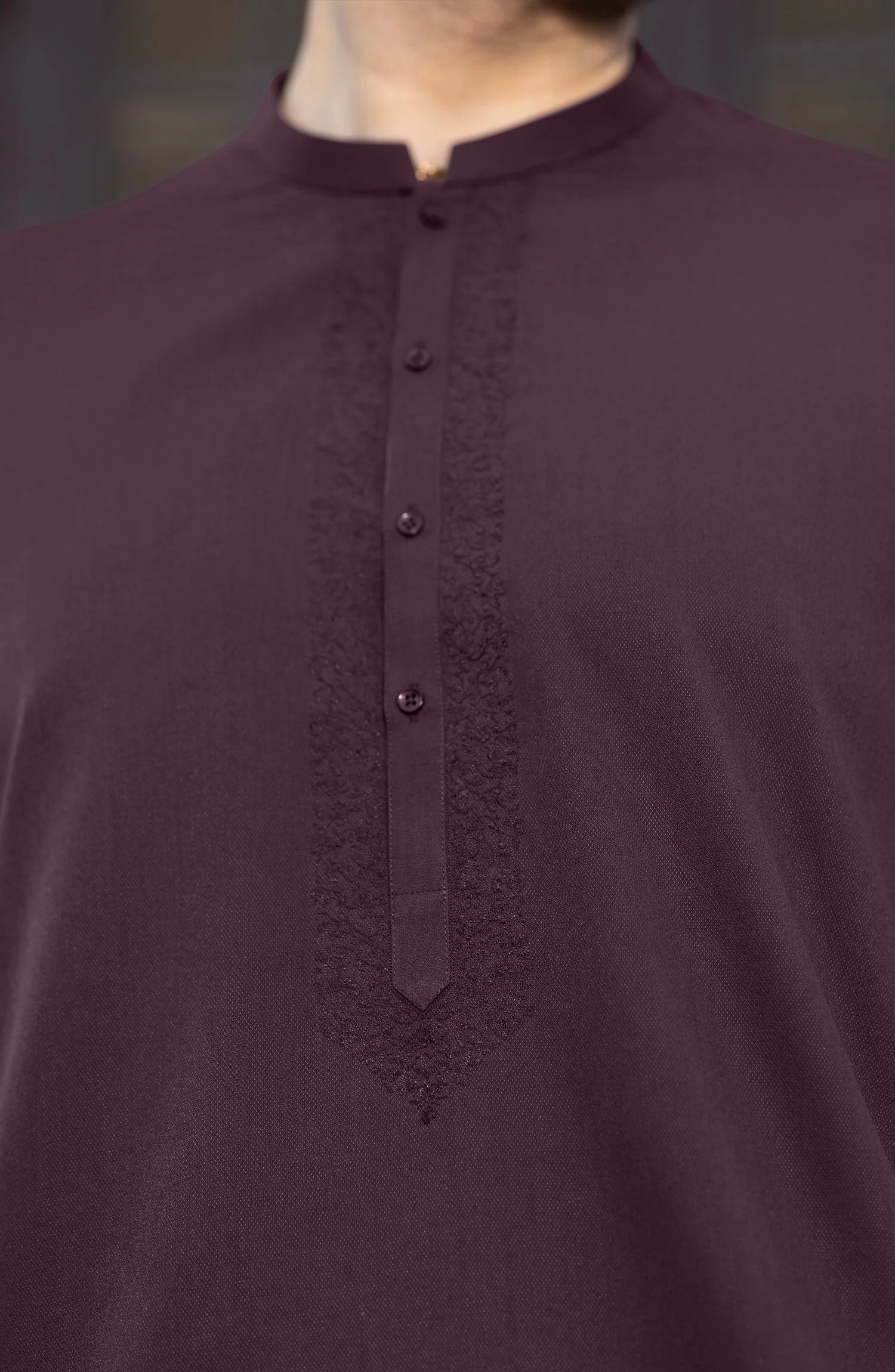LIGHT-BURGUNDY EMBROIDERED BLENDED KAMEEZ SHALWAR - Image 3