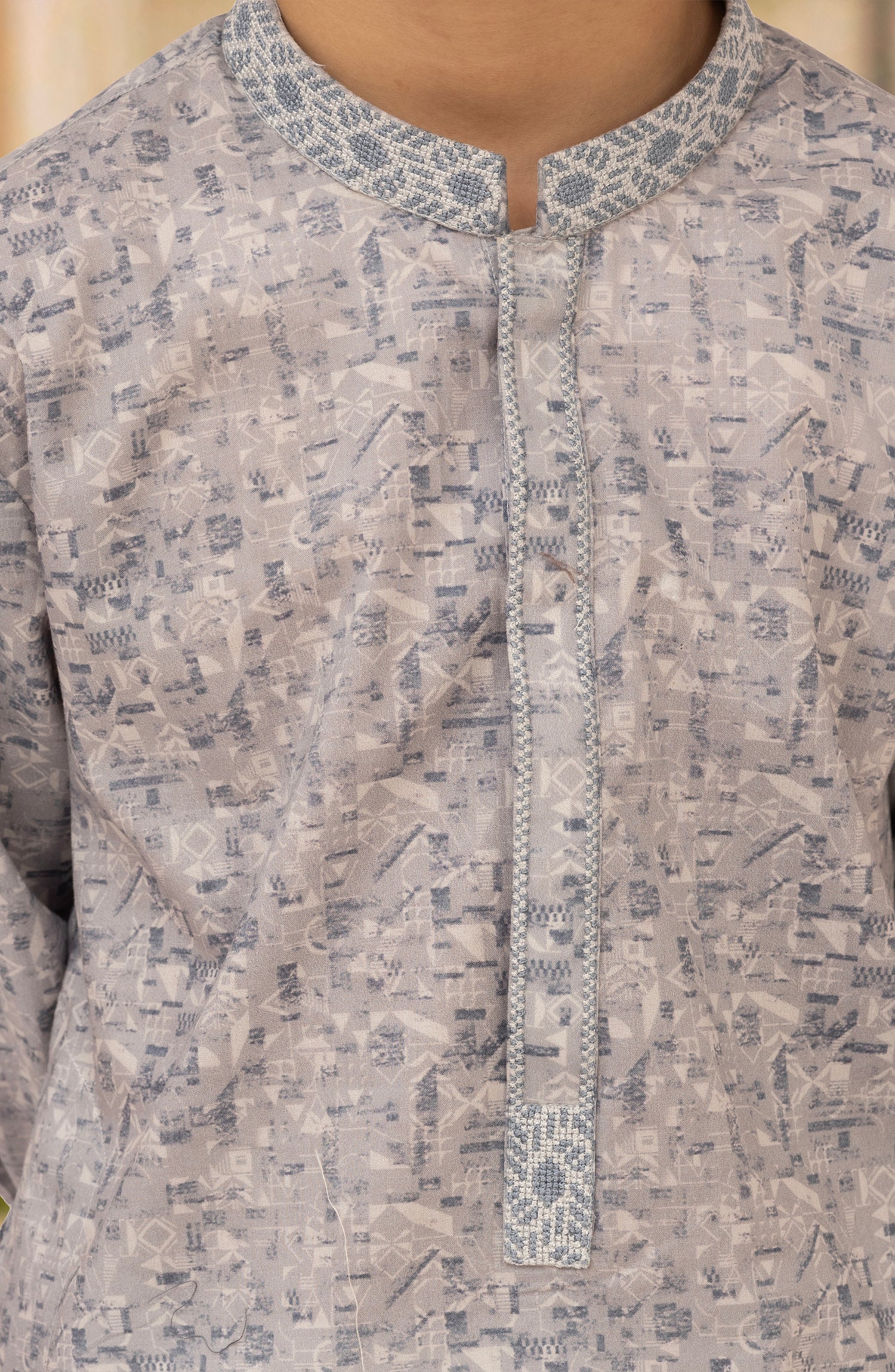 LIGHT-INDIGO 100%COTTON PRINTED KURTA - Image 5
