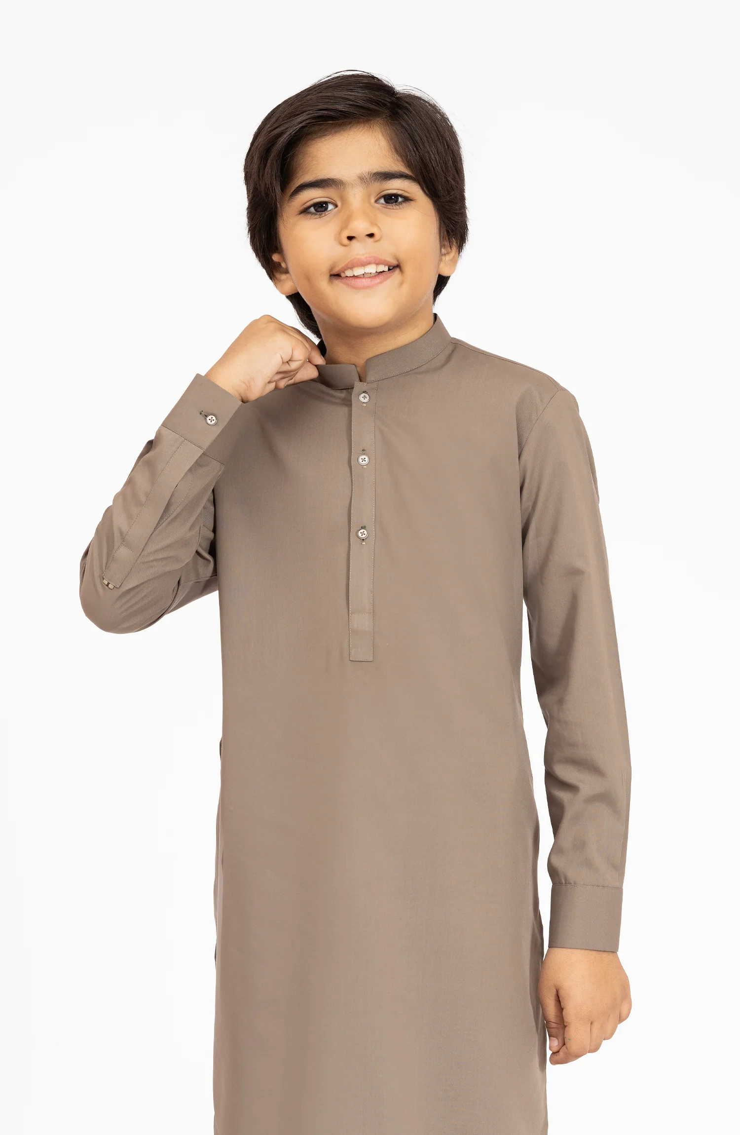LIGHT-OLIVE BLENDED KURTA PYJAMA - Image 3