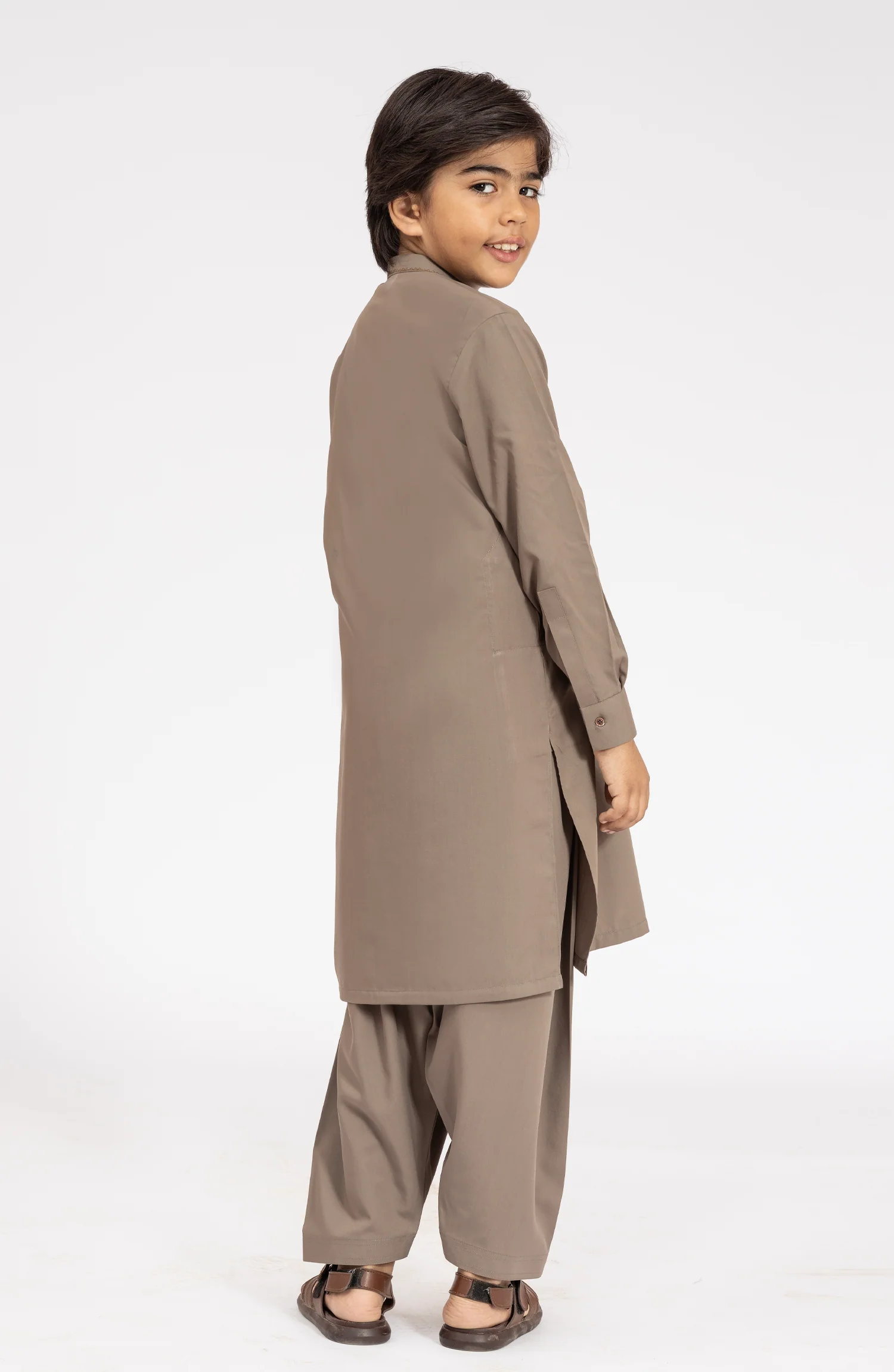 LIGHT-OLIVE EMBROIDERED BLENDED KAMEEZ SHALWAR - Image 5