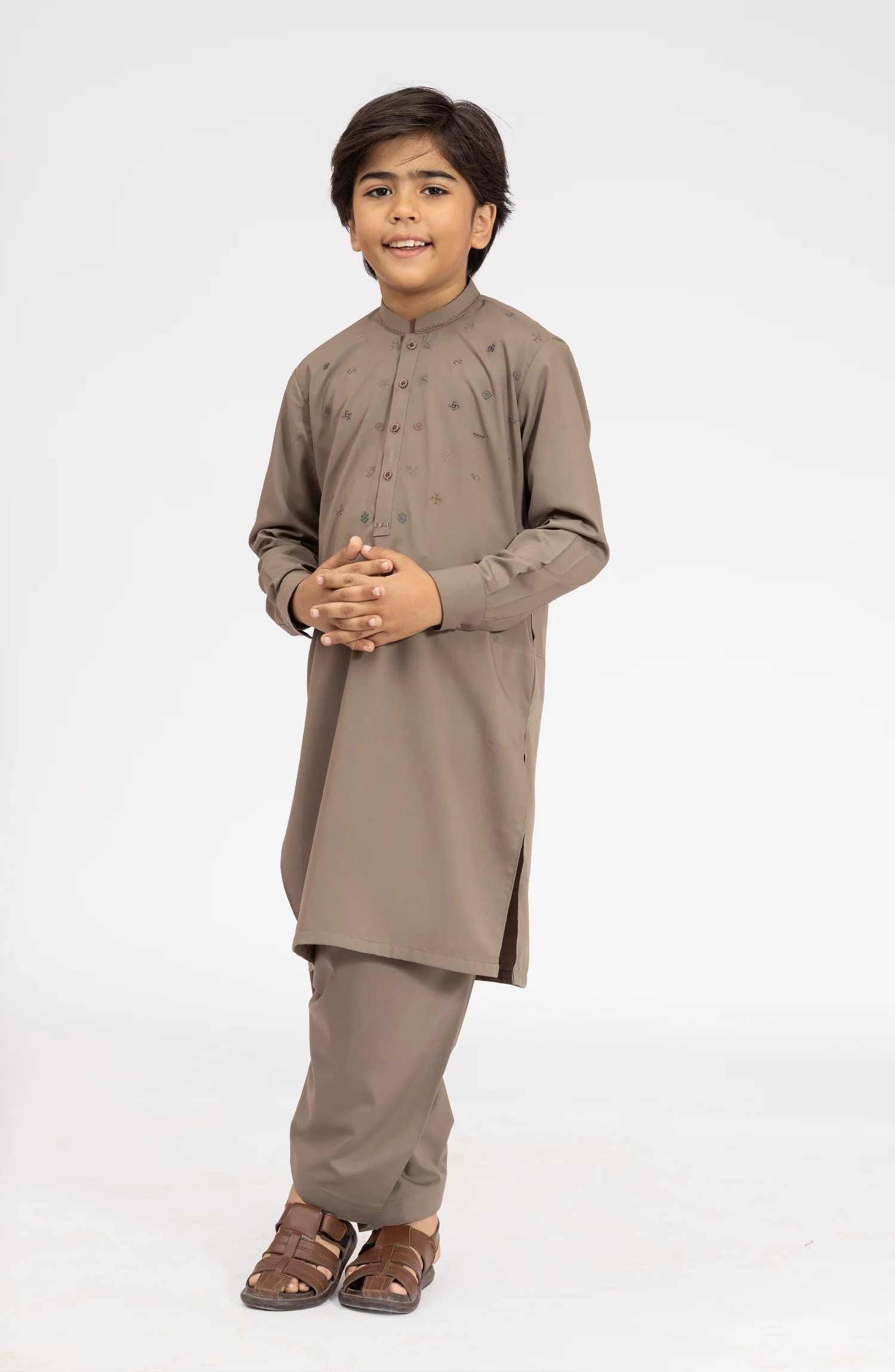 LIGHT-OLIVE EMBROIDERED BLENDED KAMEEZ SHALWAR - Image 6