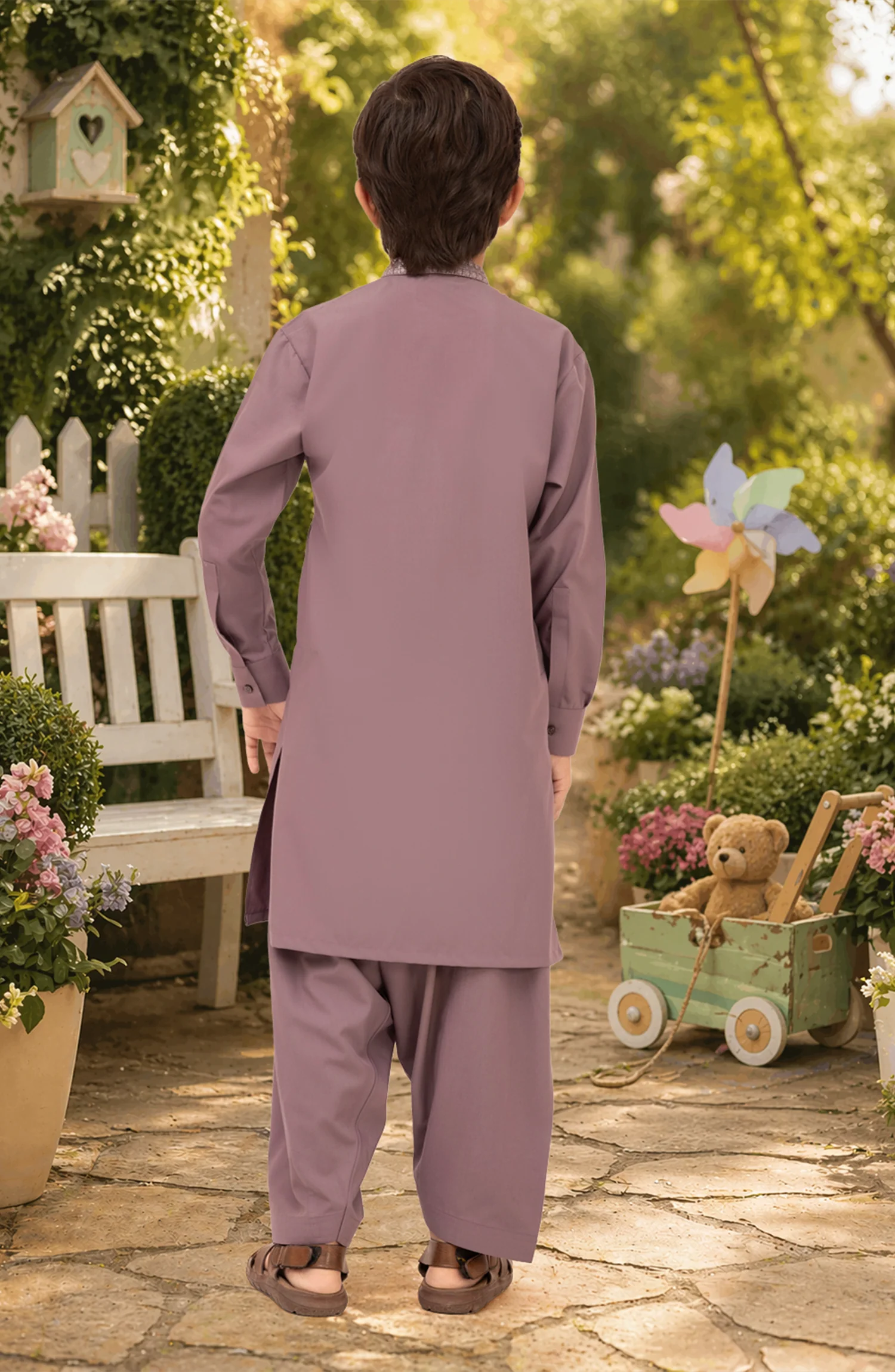 LIGHT-PURPLE EMBROIDERED BLENDED KAMEEZ SHALWAR - Image 3