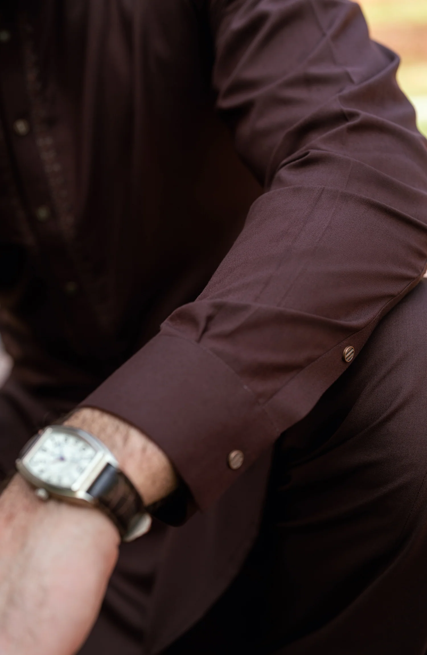 MAROON EMBROIDERED BLENDED KAMEEZ SHALWAR - Image 3