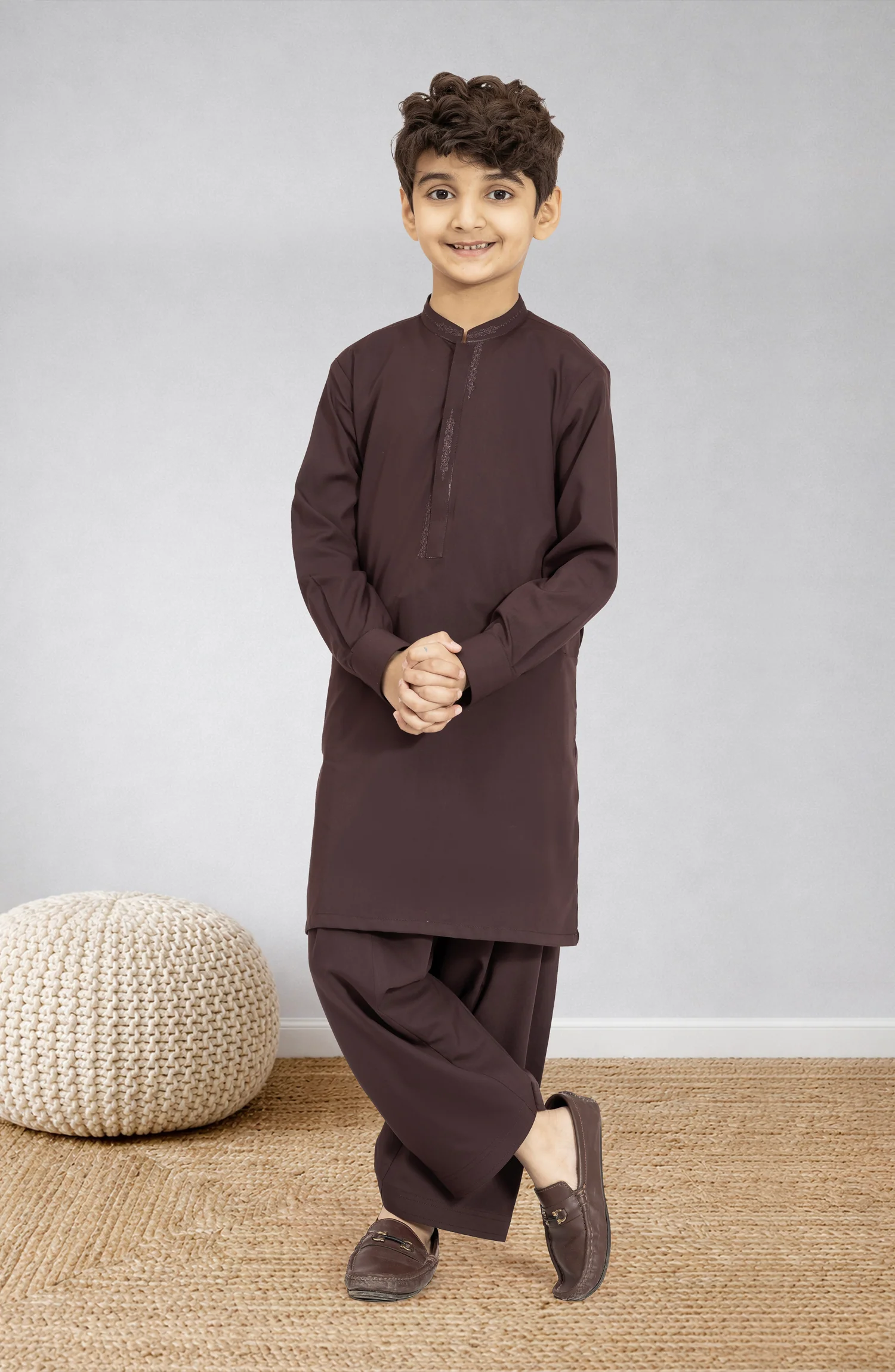 MAROON EMBROIDERED BLENDED KAMEEZ SHALWAR