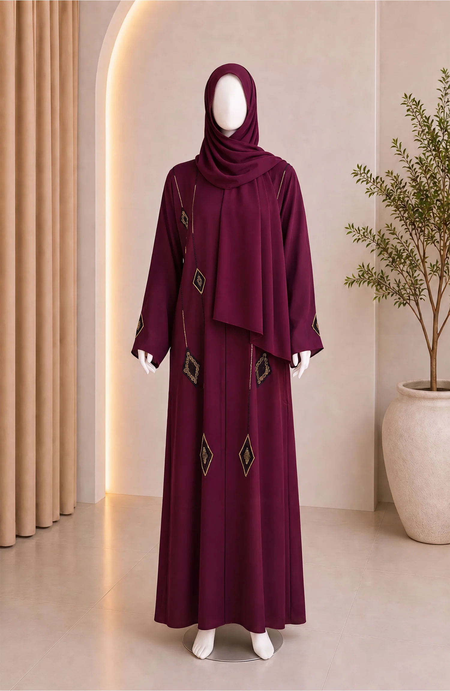 MAROON FORMAL FESTIVE ABAYA