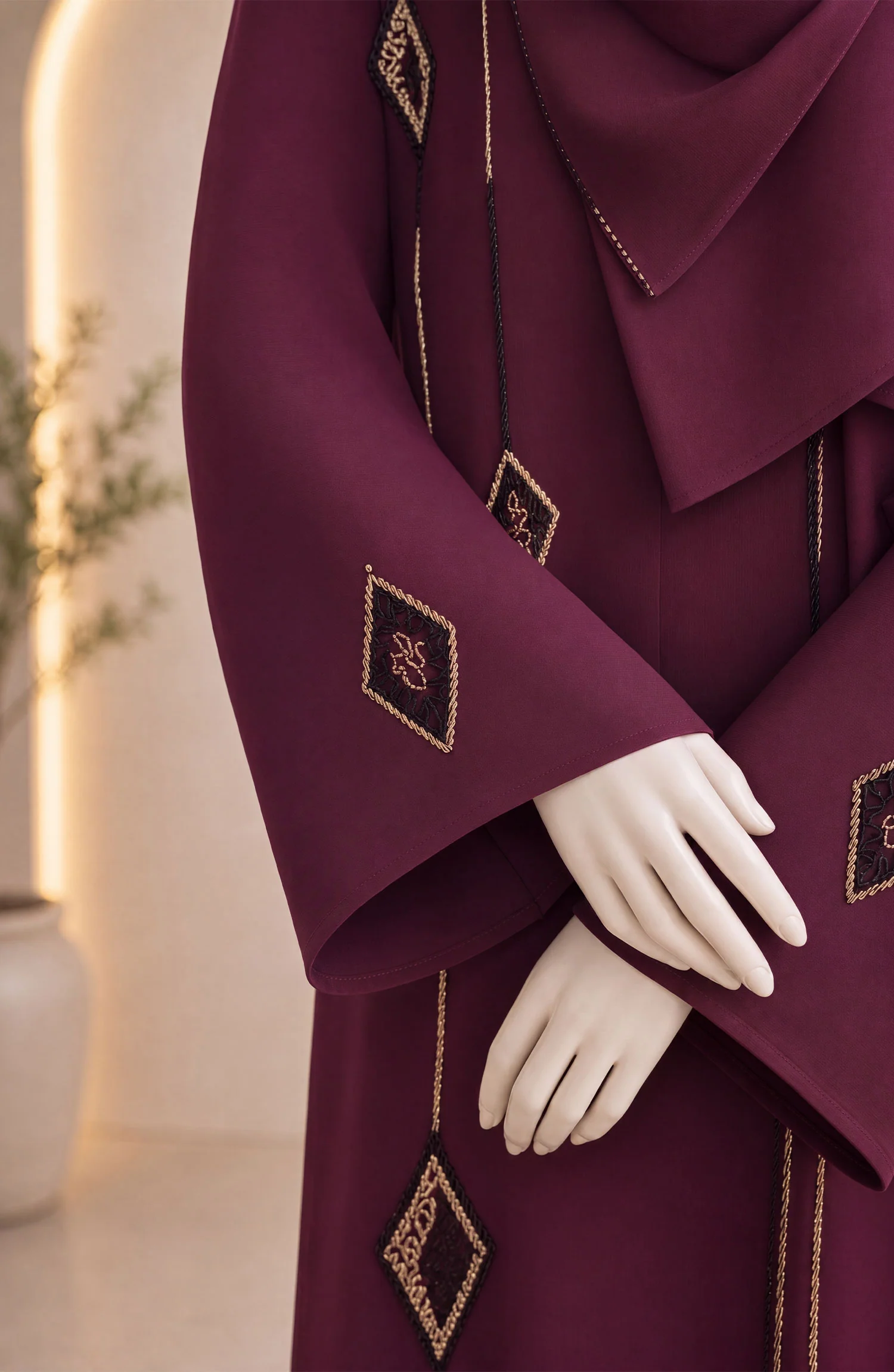 MAROON FORMAL FESTIVE ABAYA - Image 3